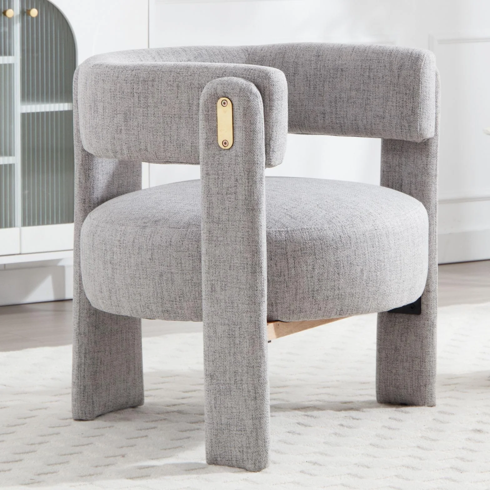 chairus Butaca Salón de Lino Sillón Dormitorio de Vestidor con Patas de Madera, Silla Lectura Habitación Moderna con Reposabrazos para Hogar/Sala de Estar, Gris