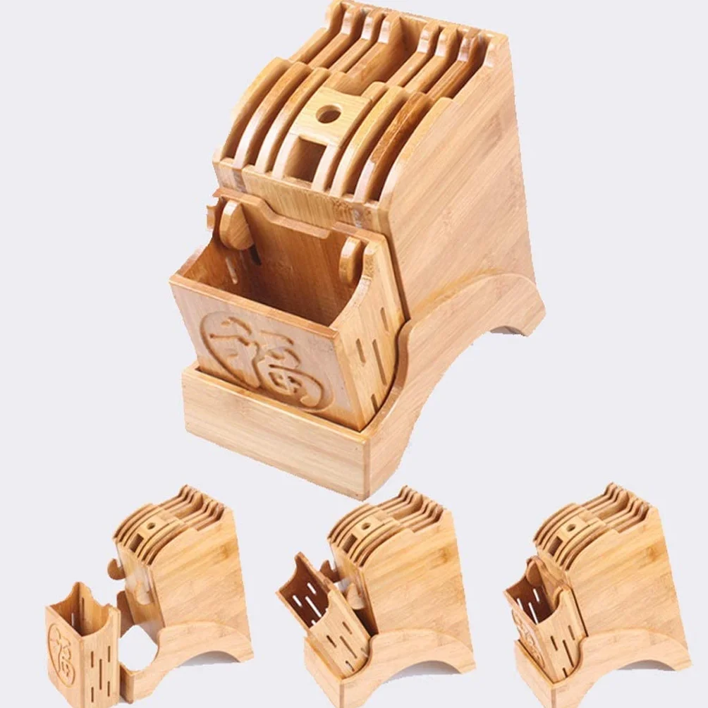 Bloque Cuchillos Cocina Soporte for Cuchillos De Cocina, Estante De Almacenamiento De Cuchillos De Chef De Madera, Bloque De Cuchillos De Bambú, Herramientas De Vajilla