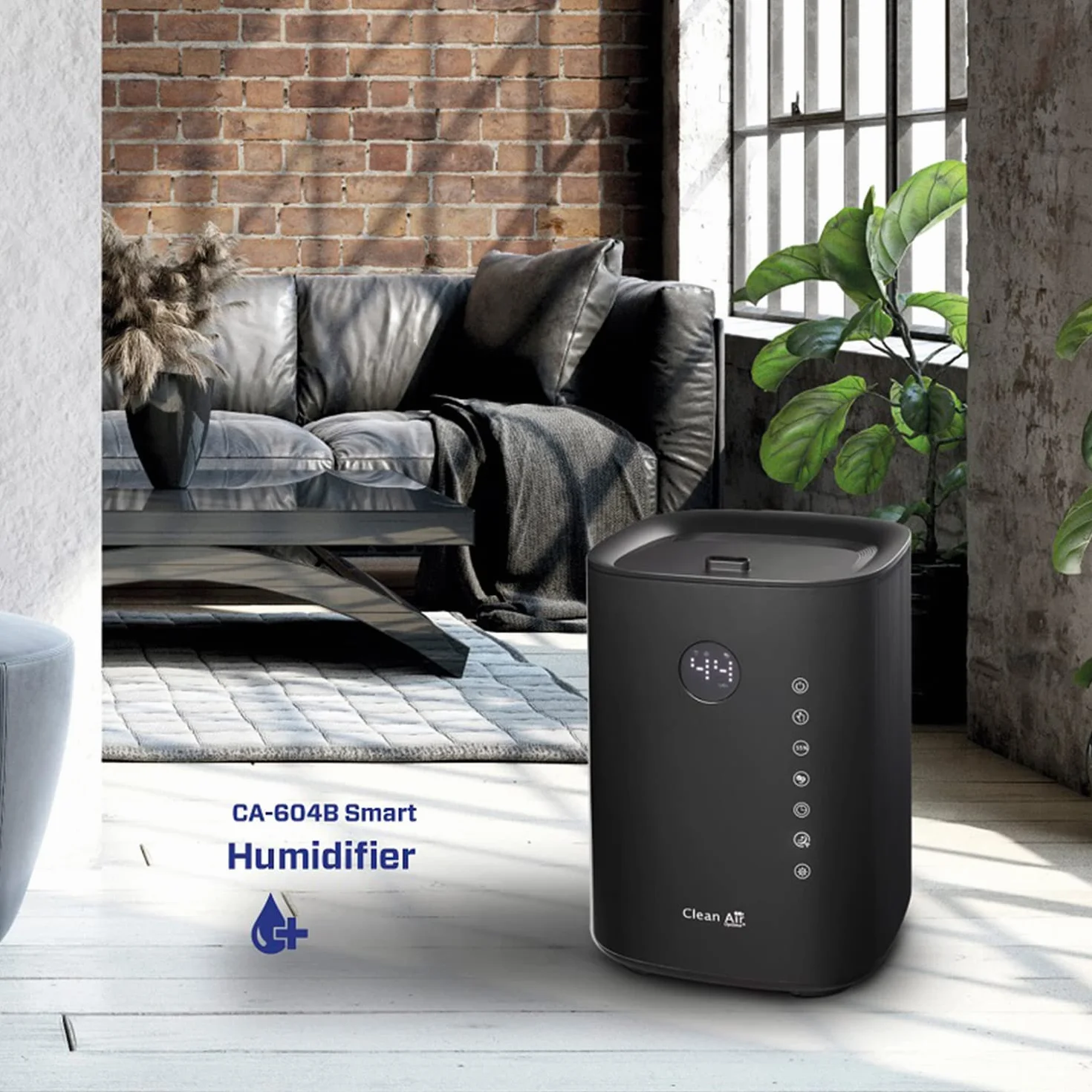 Clean Air Optima CA-604 Smart Top Filling - 3 en 1: Humidificador, purificador de aire y aromaterapia. - Capacidad min.120 ml/h - máx.400 ml/h! - Ideal para habitaciones de hasta 55 m²/140 m³ (negro)