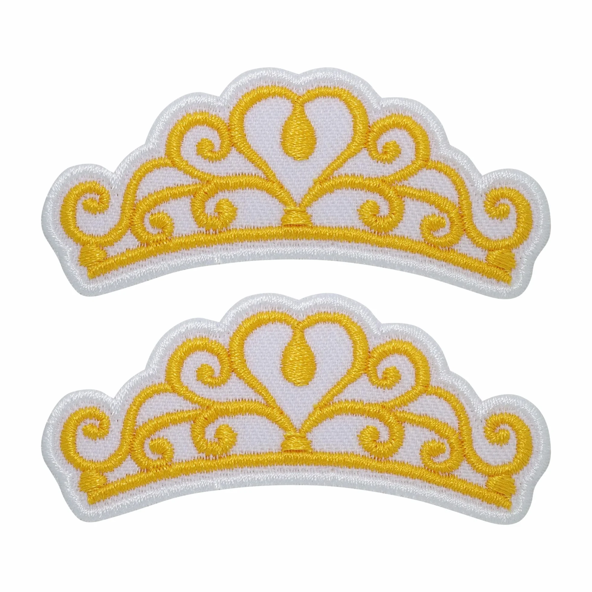 2 parches bordados para planchar con corona de princesa para ropa, parche bordado para coser, emblema para manualidades (amarillo)