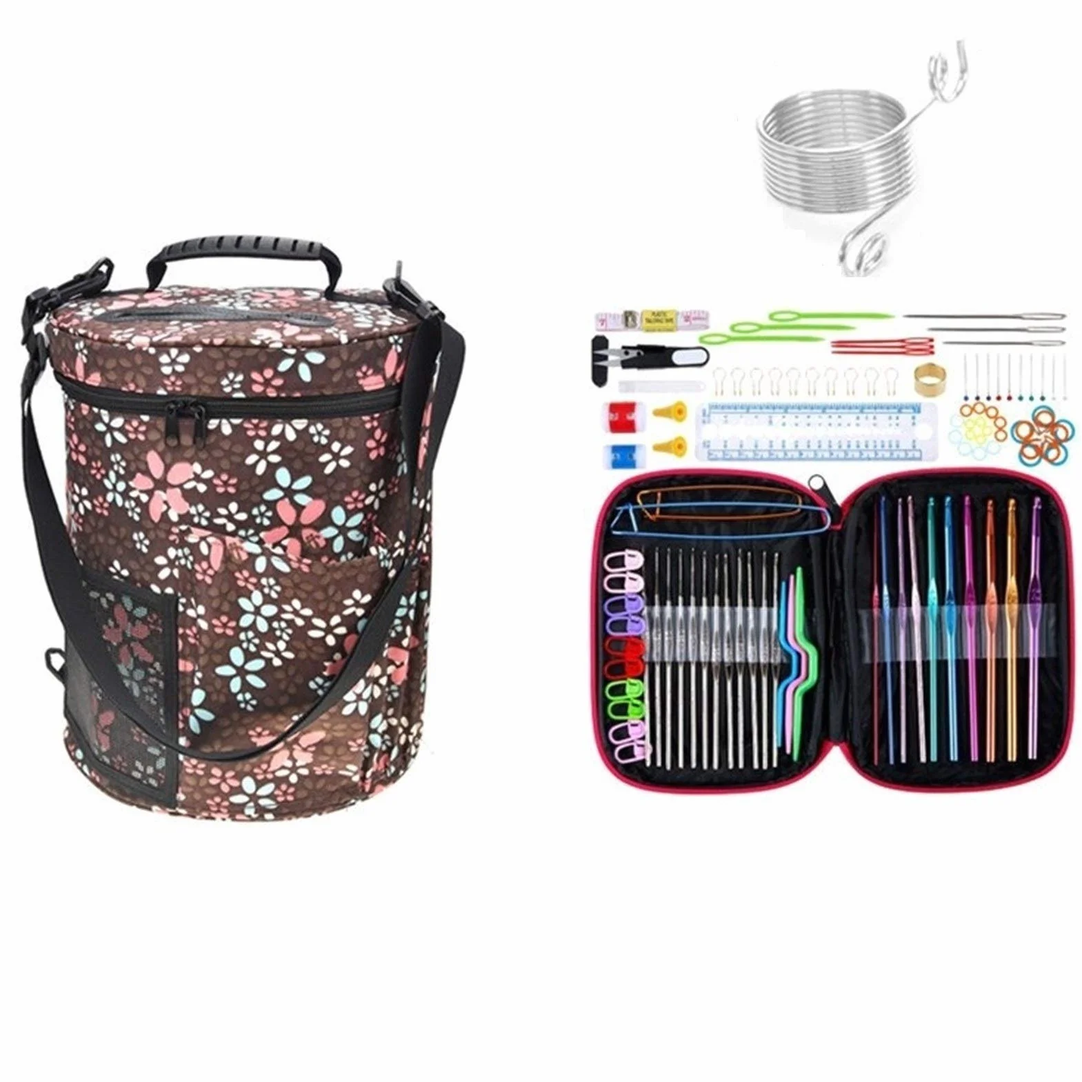 Kit De Ganchillos 101pcs Ganchillo anzuelos calados con Hilado Bolsa de Almacenamiento Mujer Agujas de Tejer Suministros garfio Kit de Herramientas de Bricolaje del hogar Juego De Ganchillos