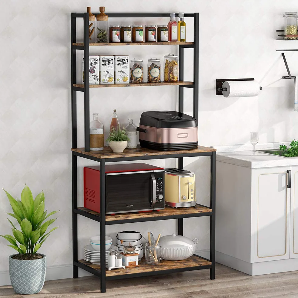 Tribesigns Cocina Baker's Rack Soporte para Horno microondas Especias Utensilios Cocina Estante de Almacenamiento Estante Independiente Organizador Industrial de 5 Niveles by