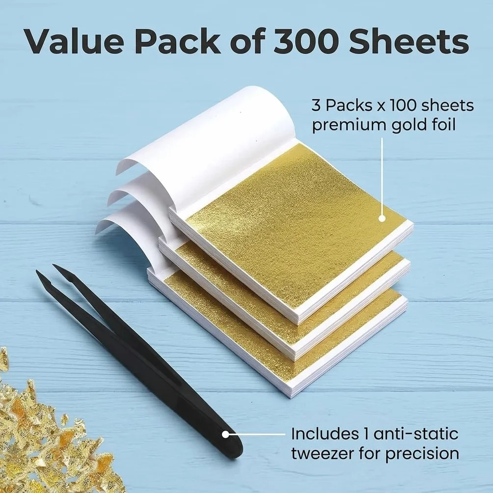 Imitación de oro 300 hojas papel dorado para manualidades proyectos arte decoración muebles dorado