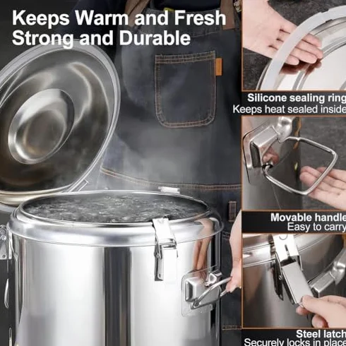 Dispensador térmico de bebidas, recipiente aislado para bebidas, acero inoxidable 304, grifo para agua fría y caliente, capacidad de 40 litros, ideal para catering, té, café, sopa