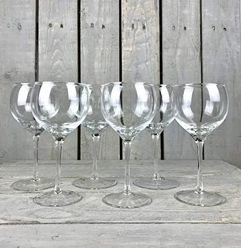 Juego de 6 vasos transparentes para vino tinto 350 ml