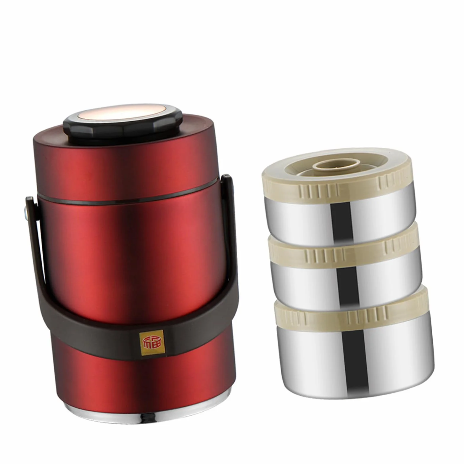 Fiambrera térmica resistente de acero inoxidable 304, 3 compartimentos, a prueba de fugas, portátil, para pícnics y oficina, contenedor de almuerzo aislado