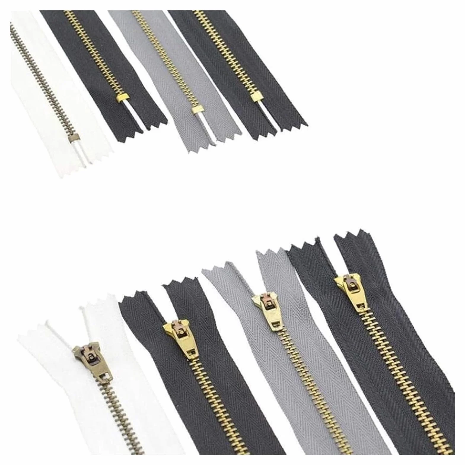 Cremallera de plástico de Repuesto, 5 Piezas, n.° 3, Cremallera de Metal, Dientes de latón, Color Blanco y Negro, for Coser Vaqueros, Bolsos, Manualidades, etc.(Black,18 cm)