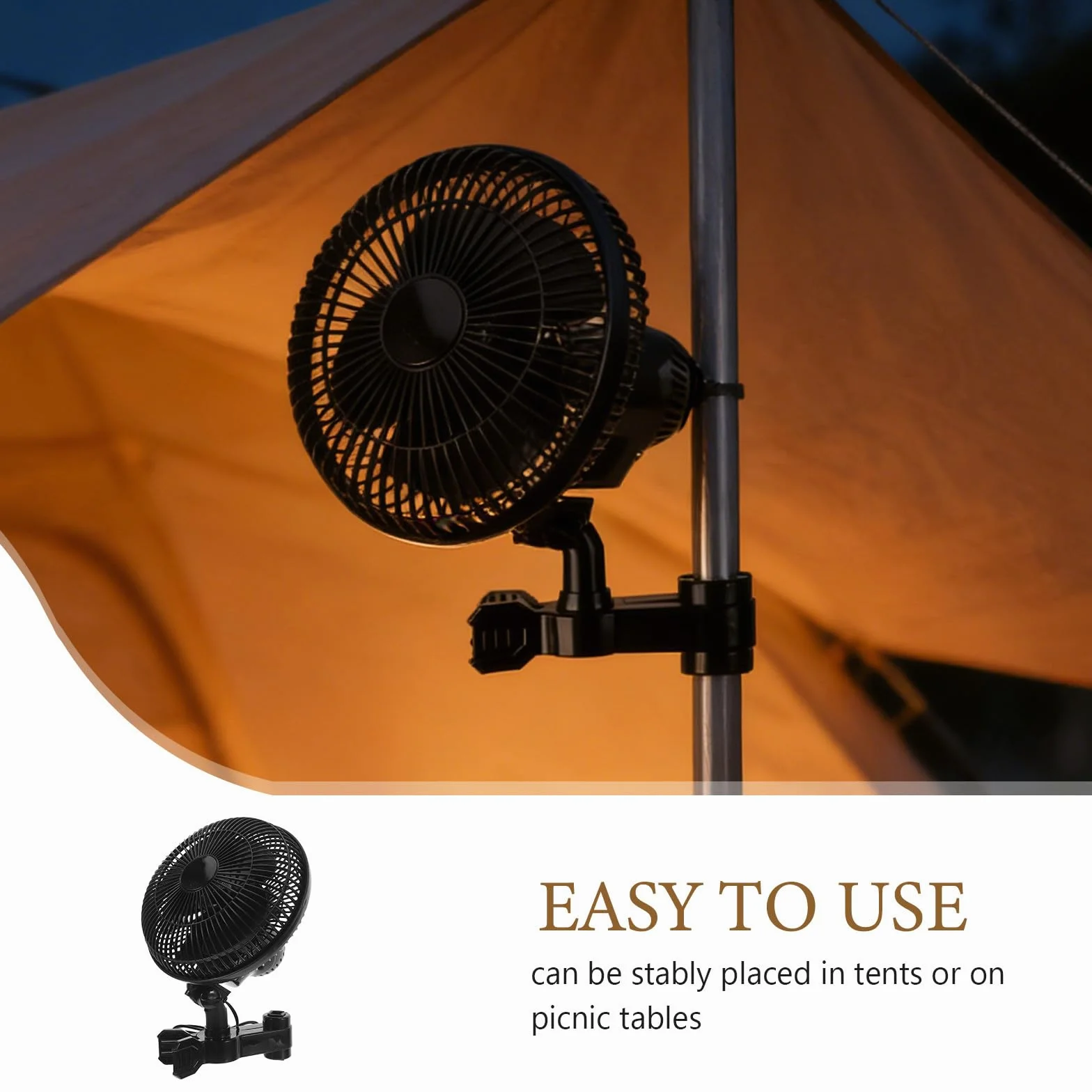 CLISPEED Ventilador Clip Portátil para Fiesta Verano, Ventilador Oscilante Abrazadera para Dosel y Mesa, Material Abs Imán de Cobre, Ligero Larga Duración