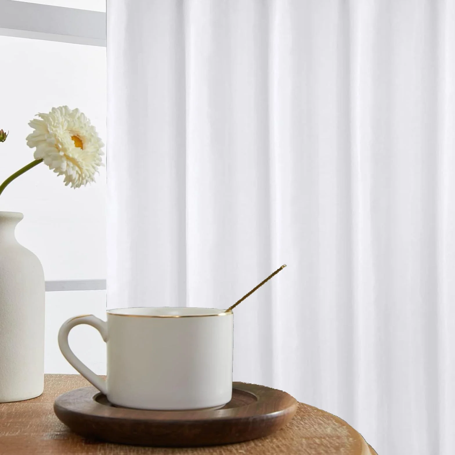 Cortina de ventana de baño blanca de 40 x 36 pulgadas, cortina estrecha y corta para ventana de ducha, tela impermeable, cortina pequeña para cocina, coche, dormitorio, baño, ventanas,