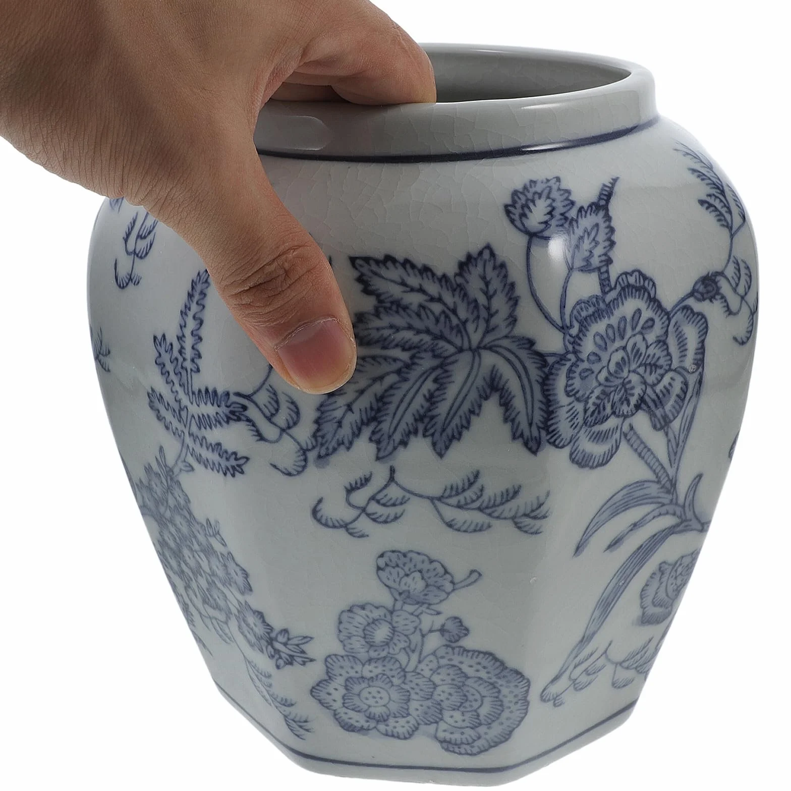 DOITOOL Jarrón Floral de Cerámica Azul Estilo Chino Diseño Delicado y Tacto Agradable para Decoración en Hogares y Entradas