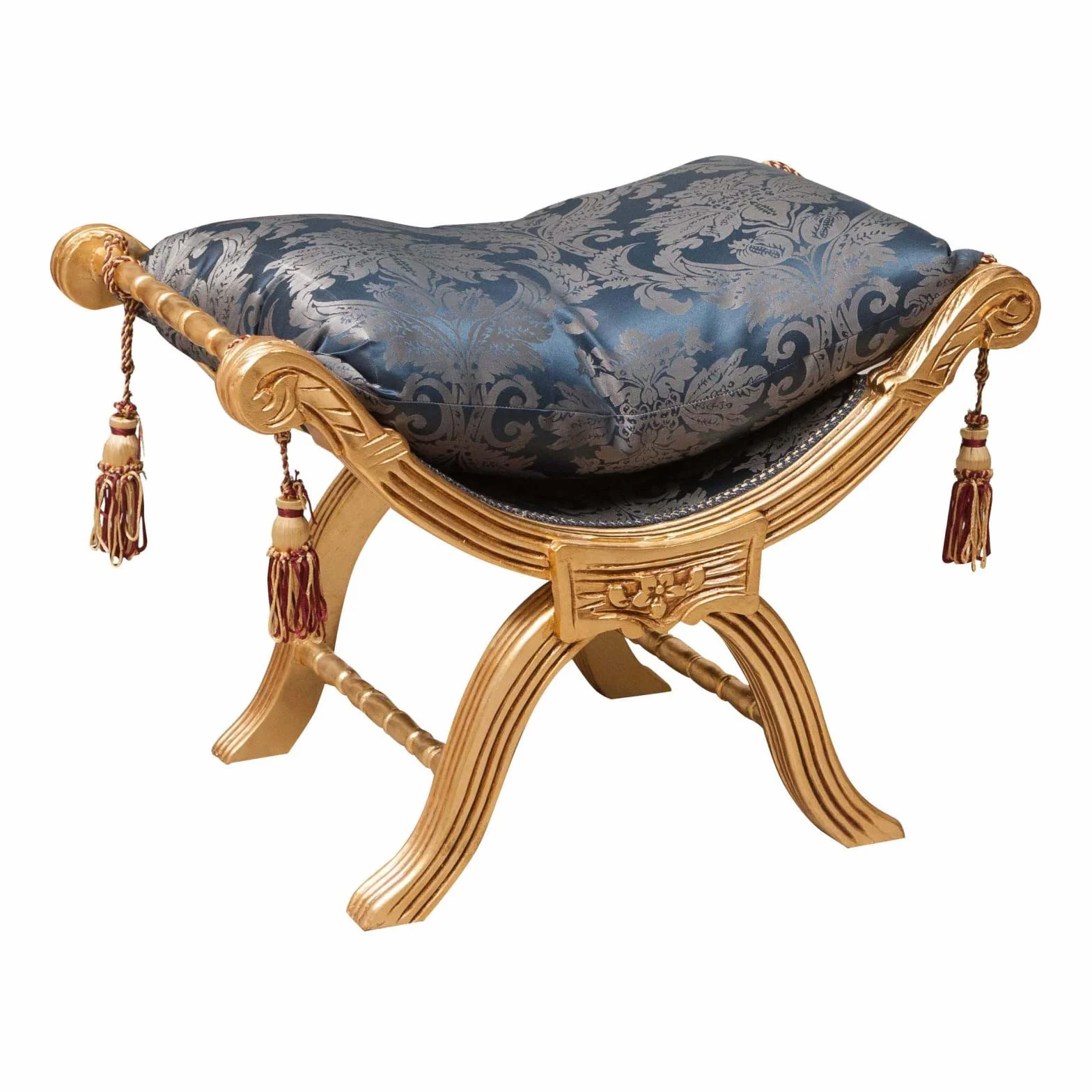 Biscottini Sillón Dormitorio 75x45x53 cm | Banco de Entrada Estilo Louis XVI | Banco Inferior Cama y reposapiés | Muebles barrocos