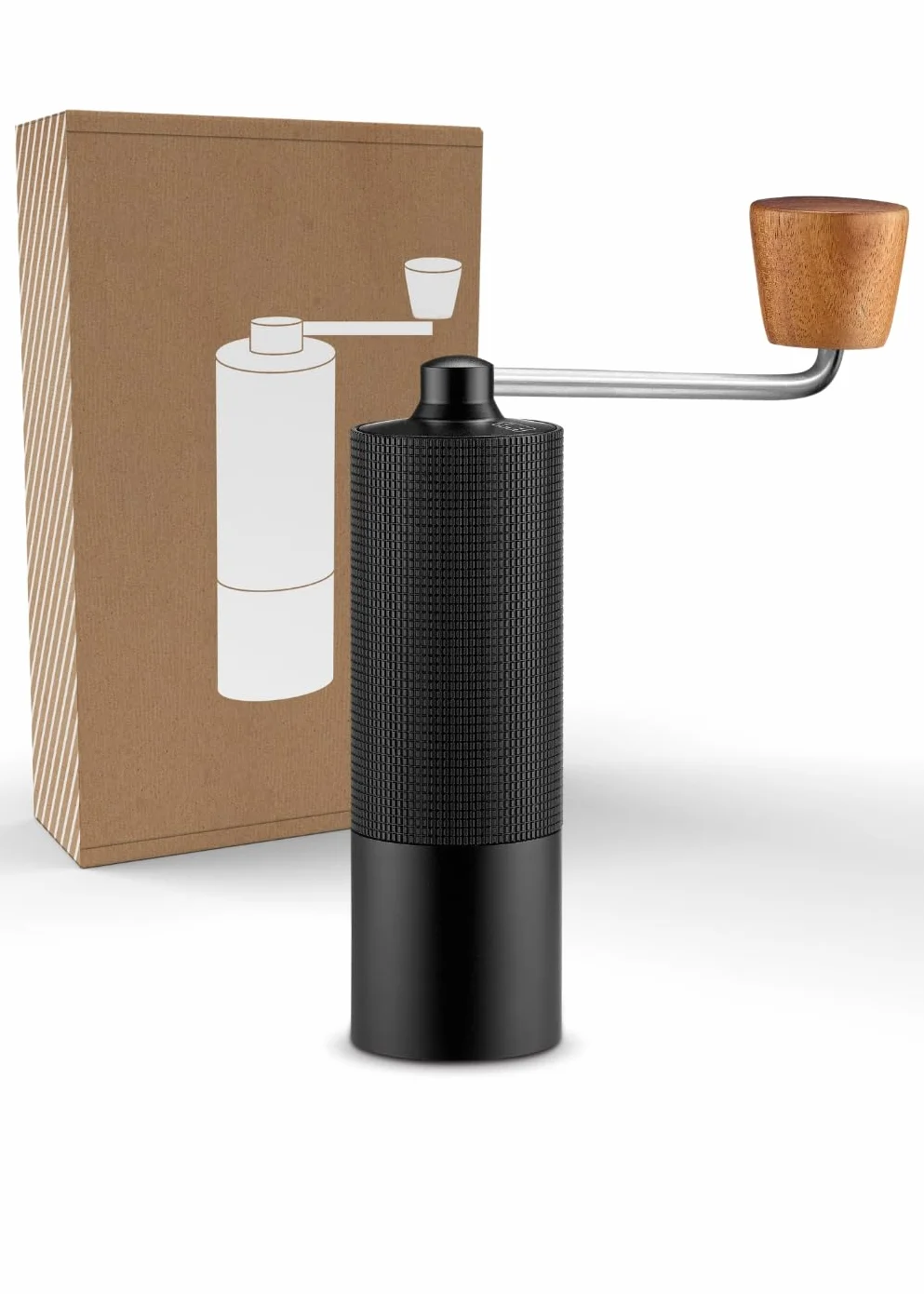 Lambda Coffee® Molinillo de café manual con mecanismo de acero inoxidable, molinillo de café, molinillo de cono con mango de madera, ajuste preciso del grado de molienda,molinillo de café
