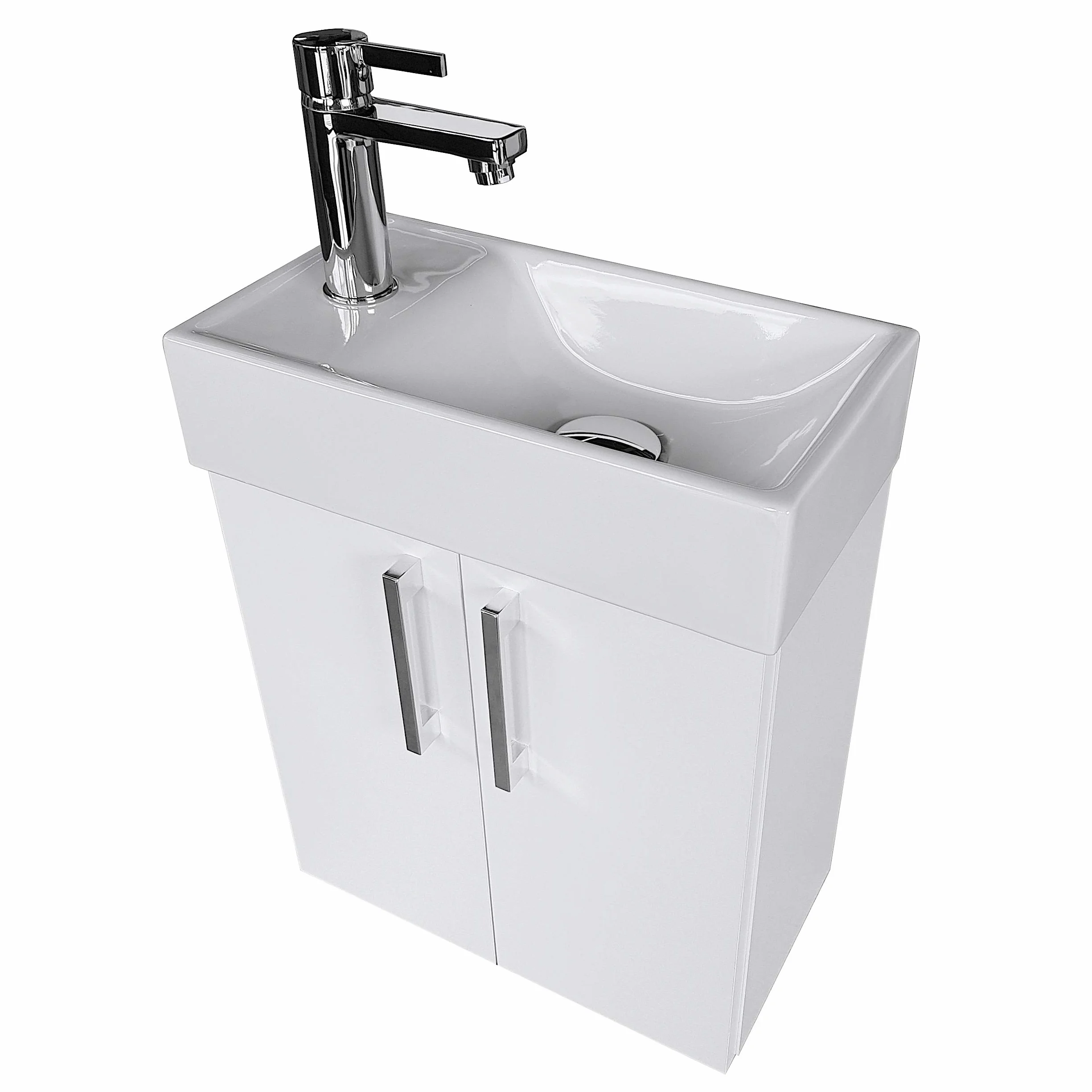 Mueble de Lavabo Blanco con Lavabo Cerámico 40 x 22 cm Izquierda/Derecha