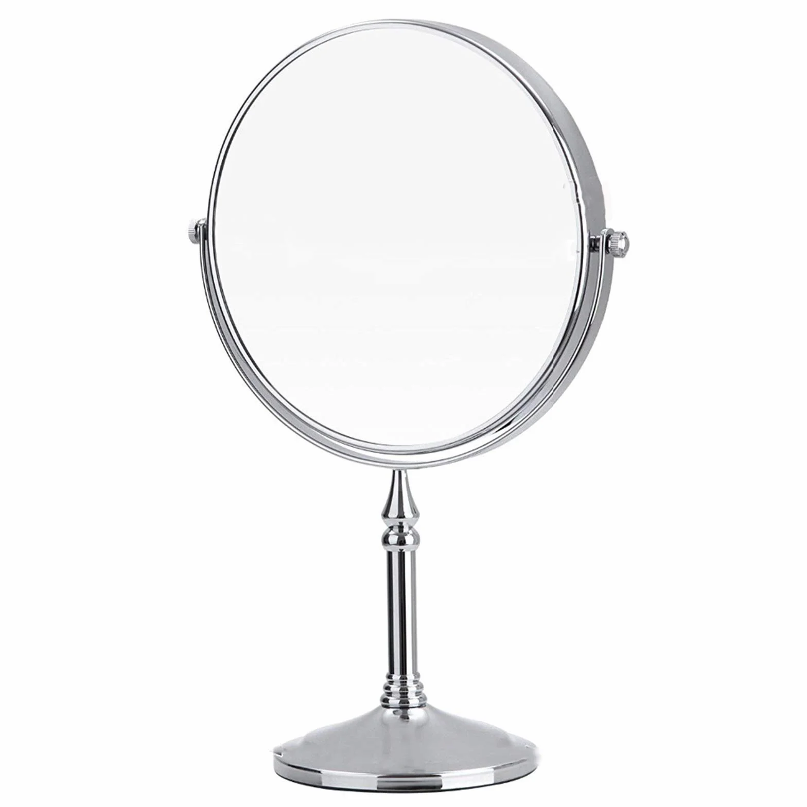 Espejo de maquillaje de latón de doble cara de 8 pulgadas, espejo de mesa giratorio de 360° con acabado cromado de aumento 7X, perfecto para maquillaje y aseo