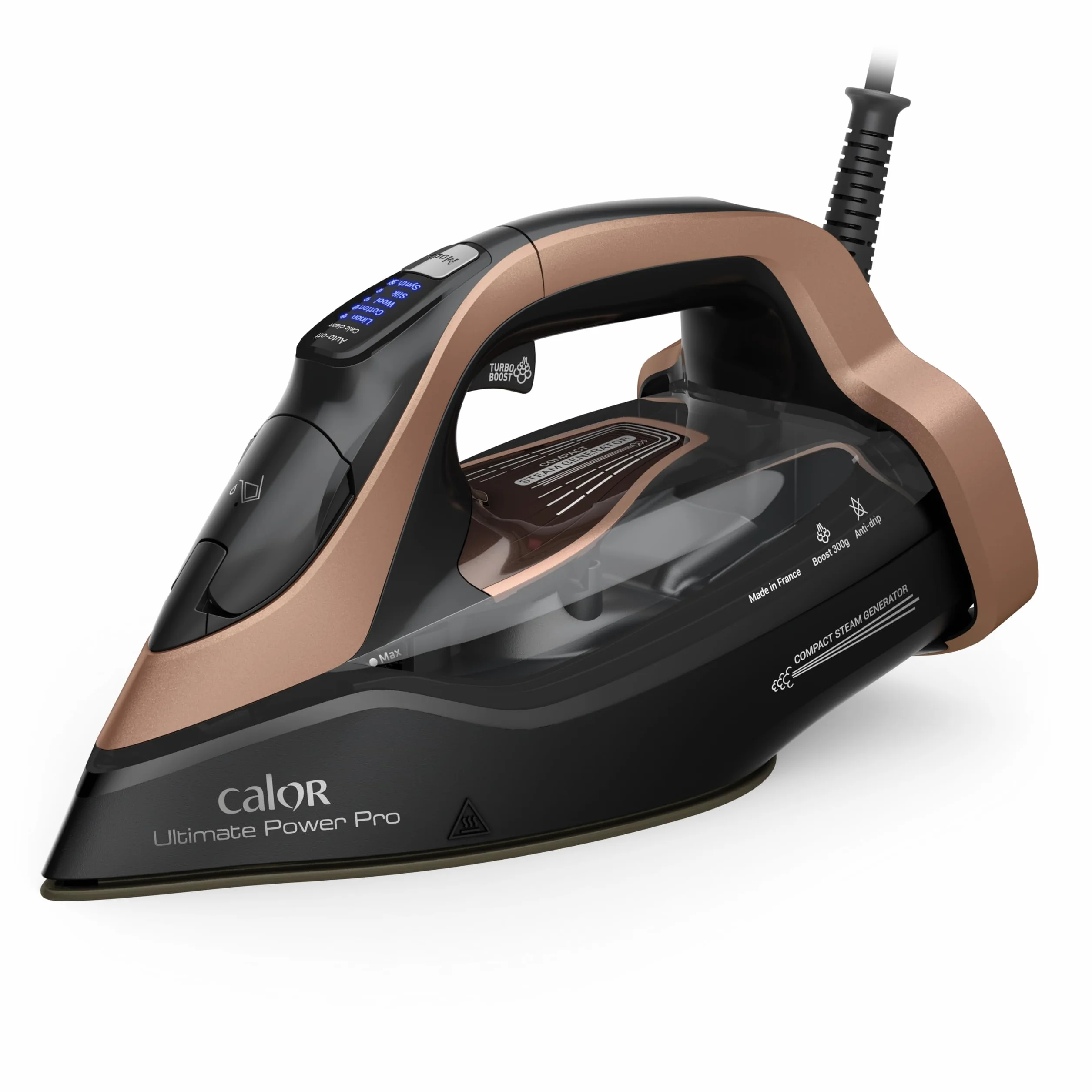 Calor Ultimate Power Pro - Plancha de vapor, potencia de una central de vapor, 3200 W, flujo de vapor continuo 85 g/min, función de prensado 300 g/min, fabricado en Francia FV9E50C0
