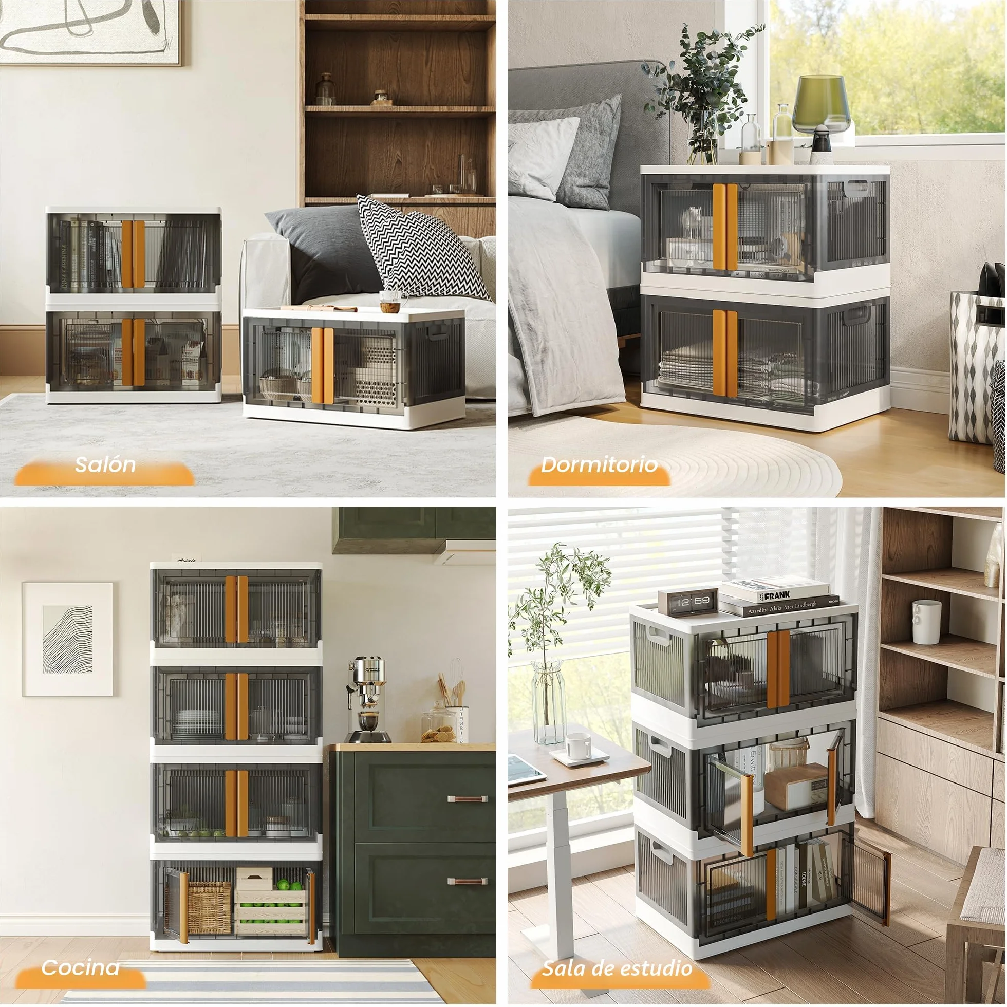 NETEL Cajas Almacenaje Plastico Grandes,4x 94L Storage Box,Caixas Arrumação Plastico,Transparente Cajas de Almacenamiento Apilables con Tapas y Ruedas, Caja de Plástico Duro y Grueso