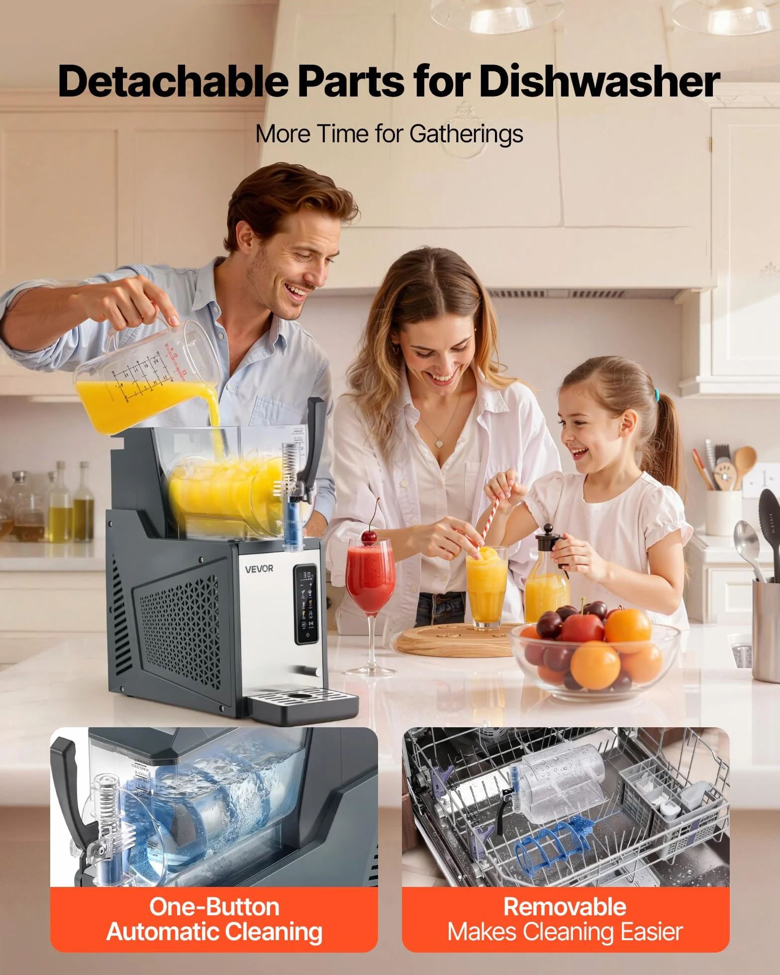 VEVOR Máquina para Hacer Granizados con Un Tanque de 4 L, Máquina de Granizado de Hielo para Hogar, sin Necesidad de Hielo, 5 Programas Preestablecidos, para Hacer Margaritas, Frappés, Batidos