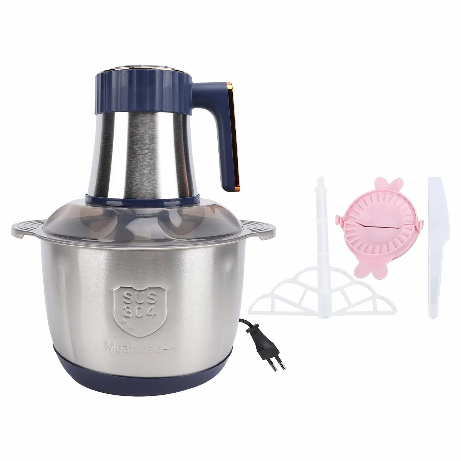 Picadora de Carne Eléctrica de 500 W con Recipiente de Acero Inoxidable de 5 L, Motor de Cobre para Cocina, Carne, Verduras, Cebolla, Ajo, Ensalada, Frutas, Nueces, Ligero y