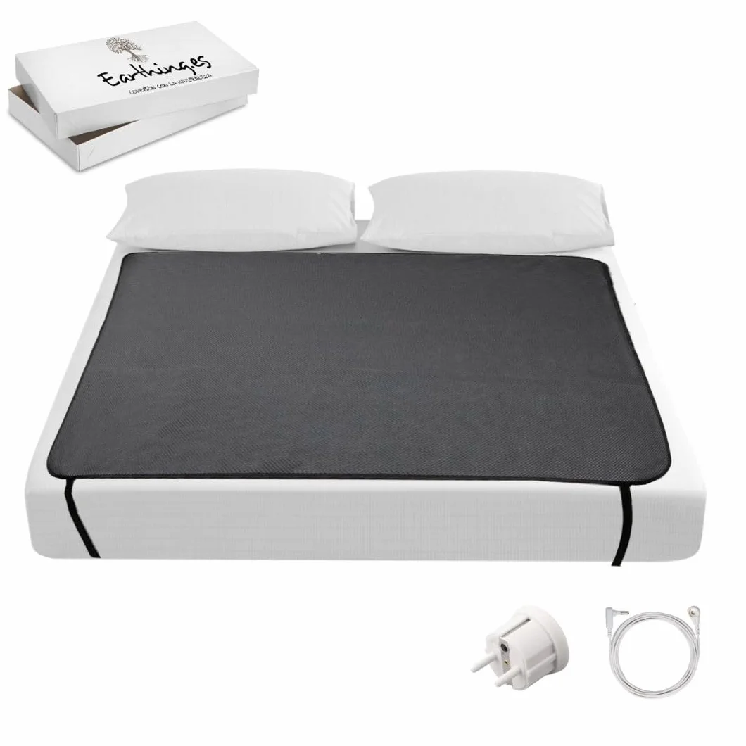 Mat de Cama Grounding | Alfombrilla Earthing para Sueño Profundo, Reducir Estrés e Inflamación | Cubrecolchón Conductivo PU Seguro (Incluye Adaptador EU) (XL - 137x185cm)