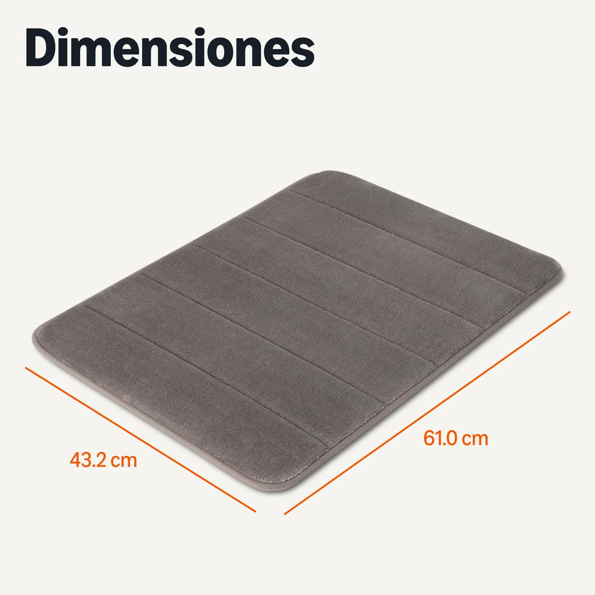Amazon Basics Alfombra de Baño Antideslizante Espuma viscoelástica, Alfombrilla Ducha Ultra Suave, Absorbente, Secado Rápido, Lavable, 43x61 cm, Gris Oscuro