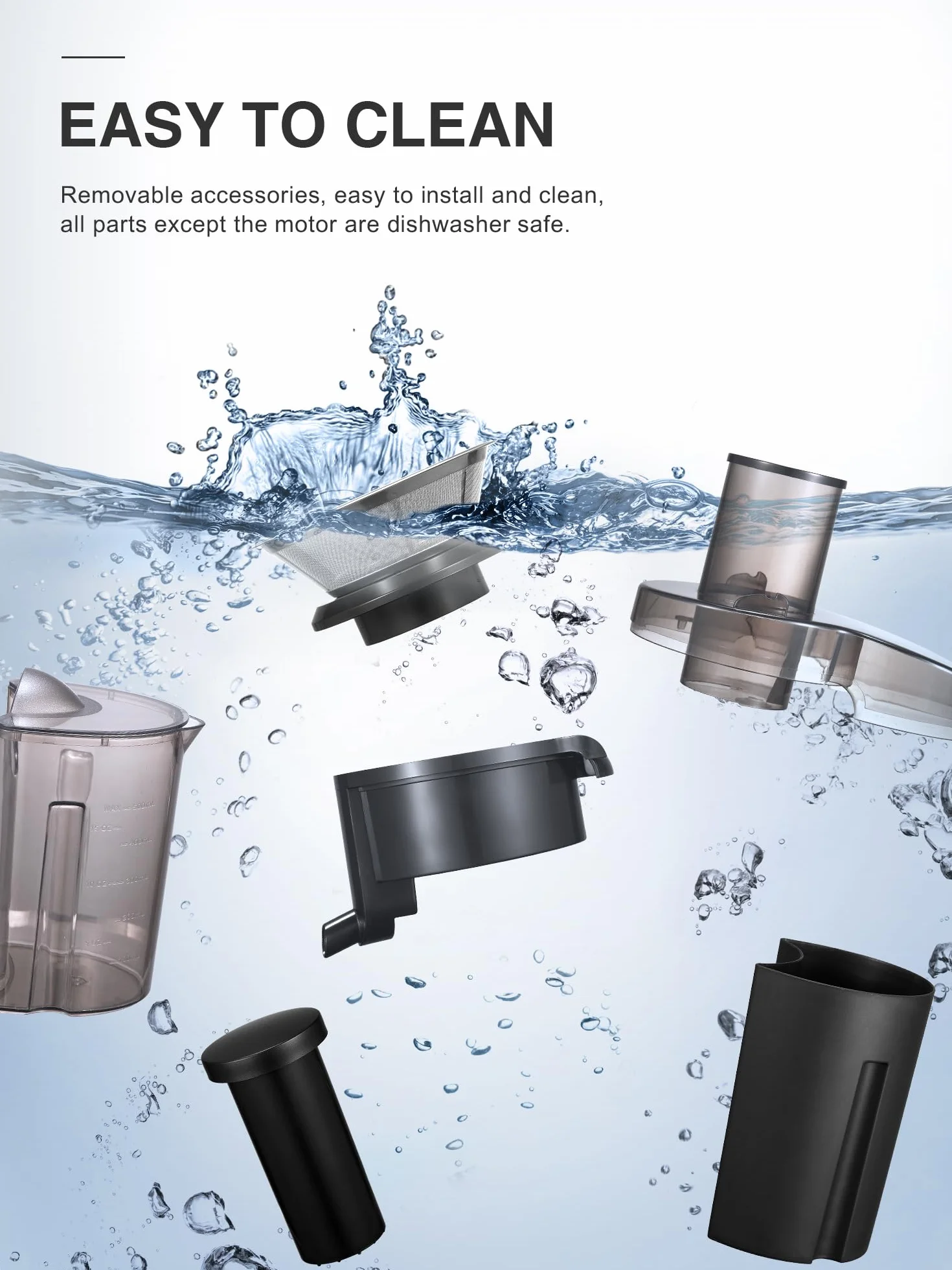 Reemix Licuadoras Para Verduras y Frutas, Licuadora de Acero Inoxidable, Fácil de Limpiar, 2 Modos de Velocidad, 65MM de Boca Ancha, Pies Nondeslizantes, Cepillo Incluido (Black, 800W)