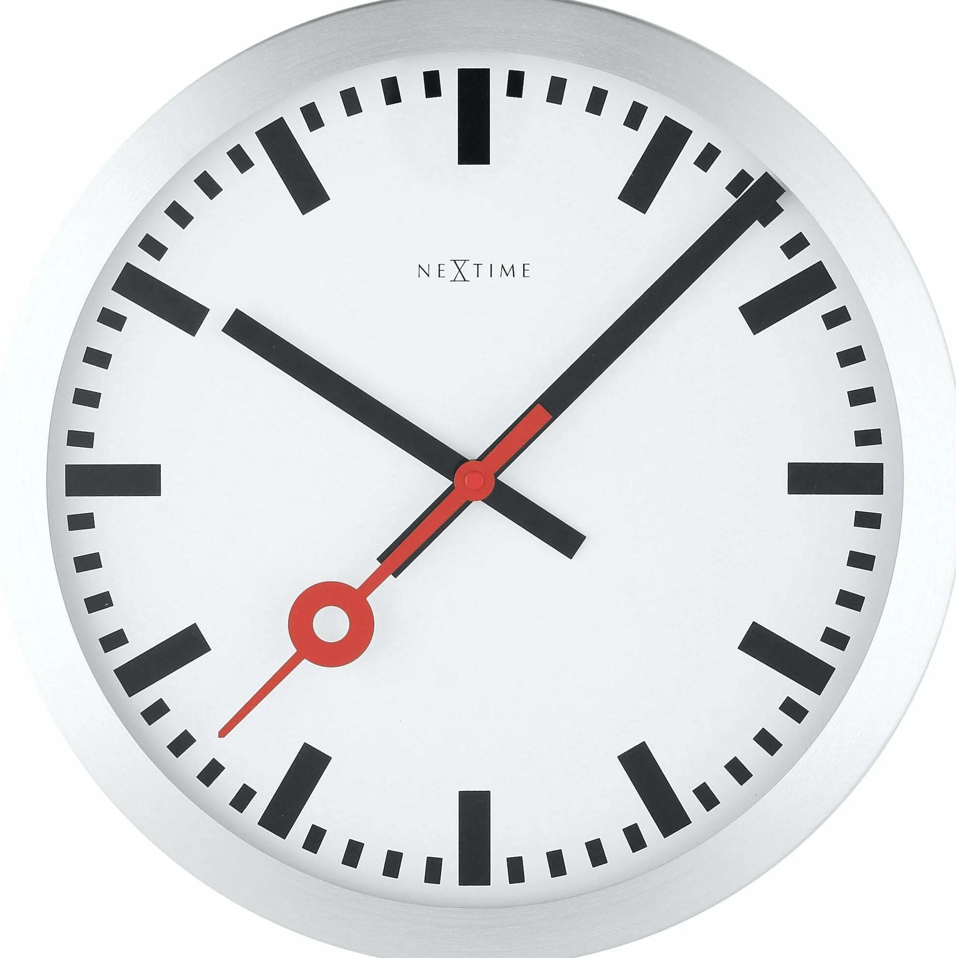NeXtime Reloj de pared - Estación de trenes "STATION", muy silencioso, blanco, redondo, ø 35 cm
