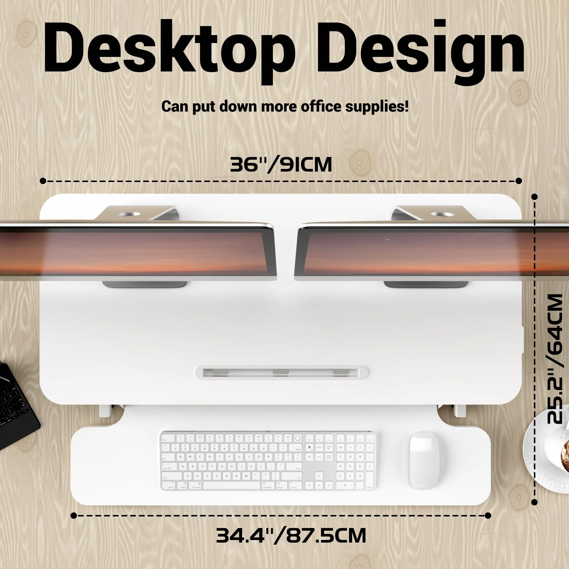 ERGOMAKER Convertidor de Escritorio de pie, Convertidor de Escritorio de Pie de 91 x 40cm Altura Ajustable