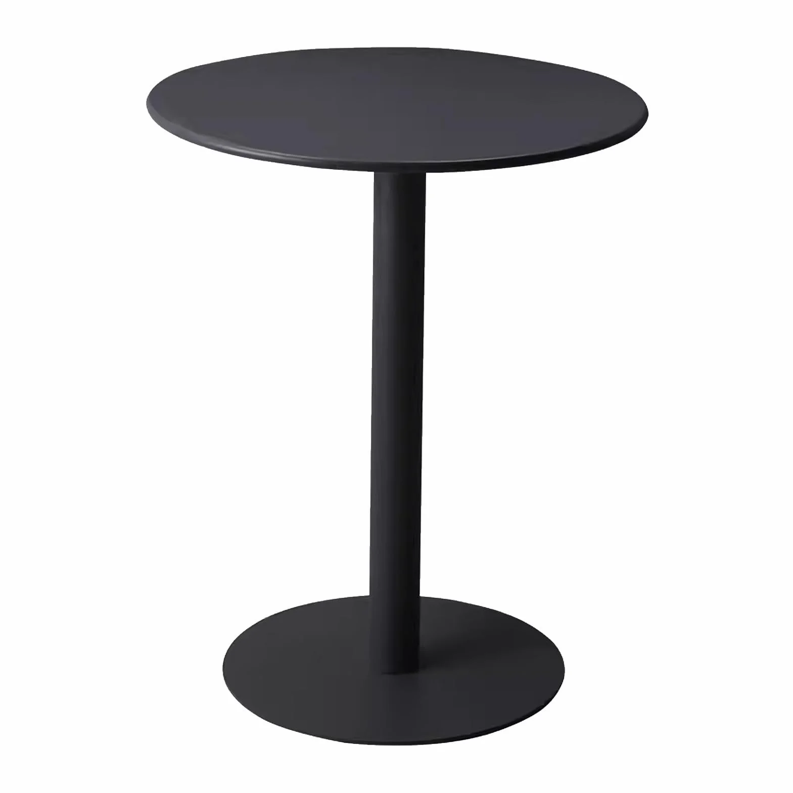 Mesa de Bar Alta y Redonda con Marco de Metal, Mesa de Bar Estilo Bistro Negra para Desayuno y Bebidas. Elegante.