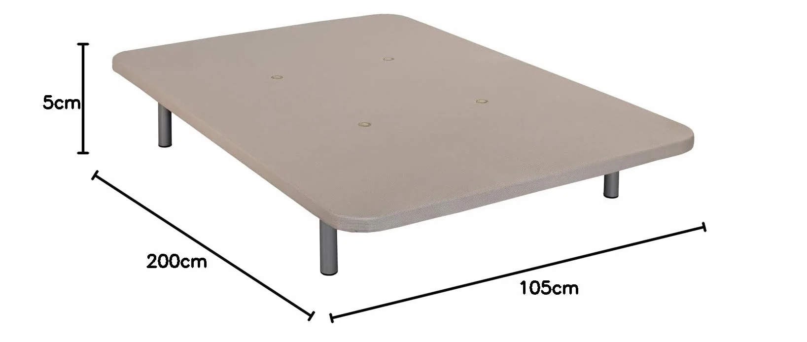Santino Base Tapizada Reforzada 3D con válvulas aireadoras y Juego de 6 Patas 105 cmX200 cm