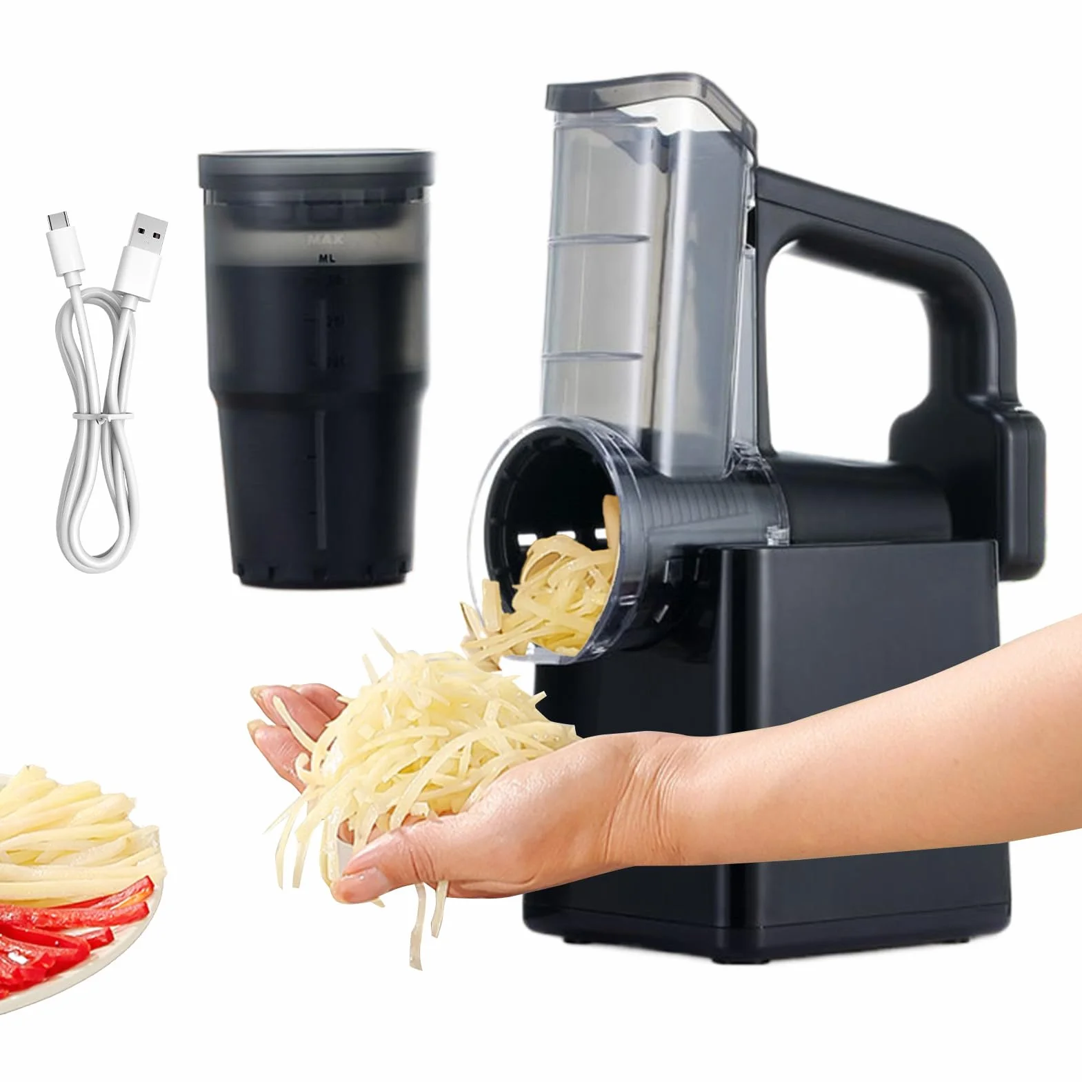 Cortador De Verduras Eléctrico Utensilios De Cocina Automáticos Y Rápidos | Picador Cortador de Verduras y Rebanador de Pepino para Zanahoria, Papa, Ajo, Ensalada, Frutos Secos, Preparación de Com