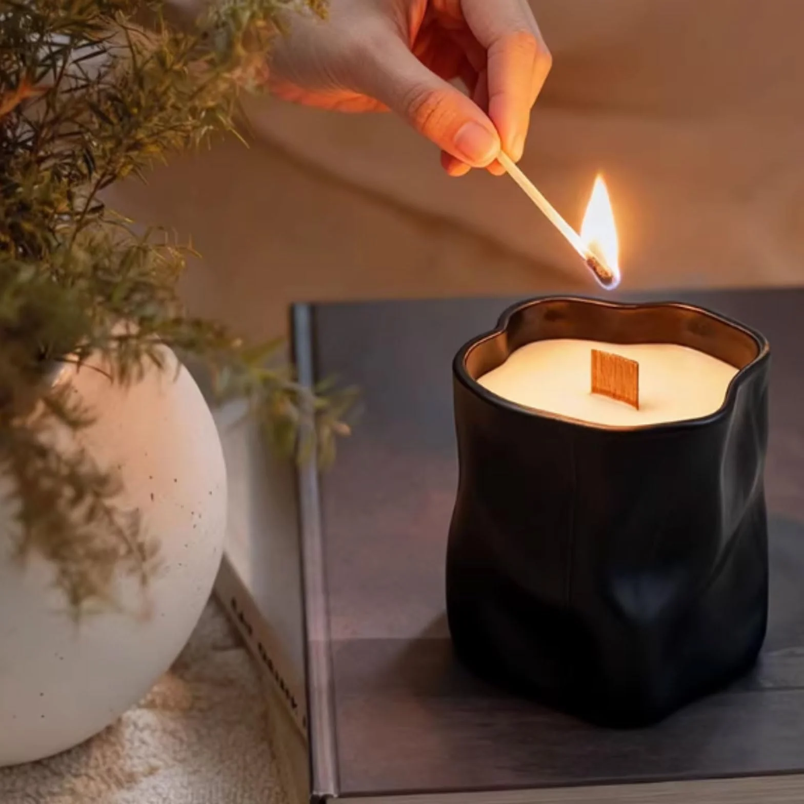 Velas de cerámica hechas con cera de soja y aceites esenciales, vela de aromaterapia reutilizable, decoración elegante for el hogar de larga duración