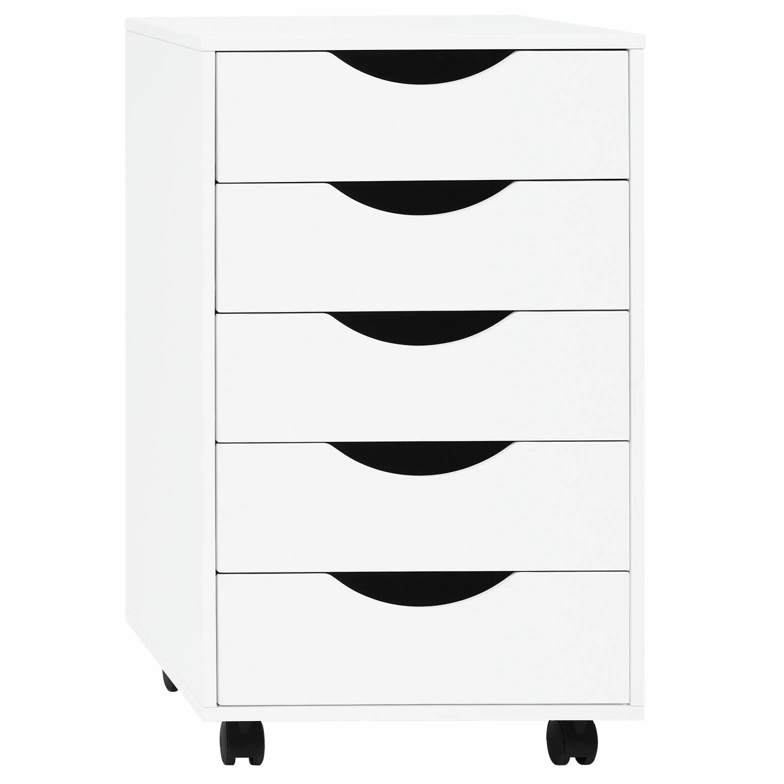WOLTU Cajonera de Escritorio con 5 Cajones, Armario Archivador con Ruedas, Cajonera Rodante para Despacho, Cómoda Móvil, Mueble Archivador Oficina y Estudio, Blanco, 40x40x66,5 cm, ASK14ws