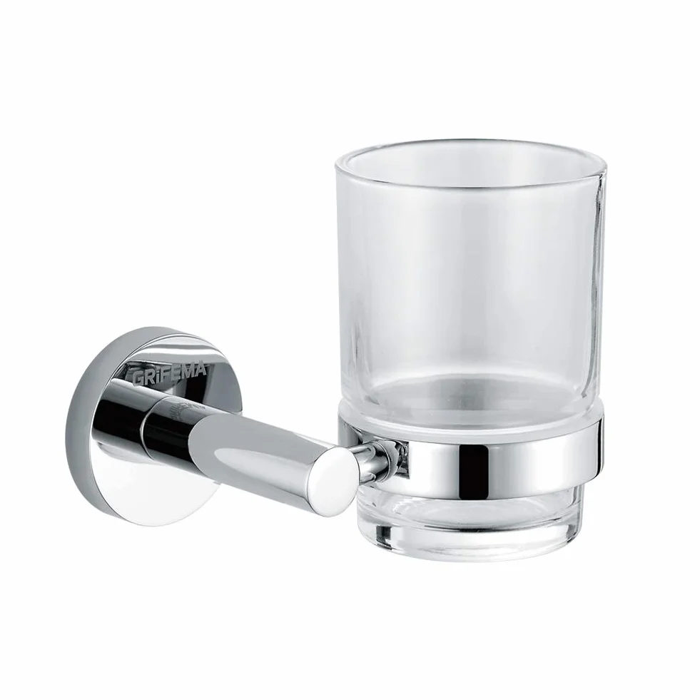 GRIFEMA Ibiza Portavaso y Vaso de pared Latón Cromo