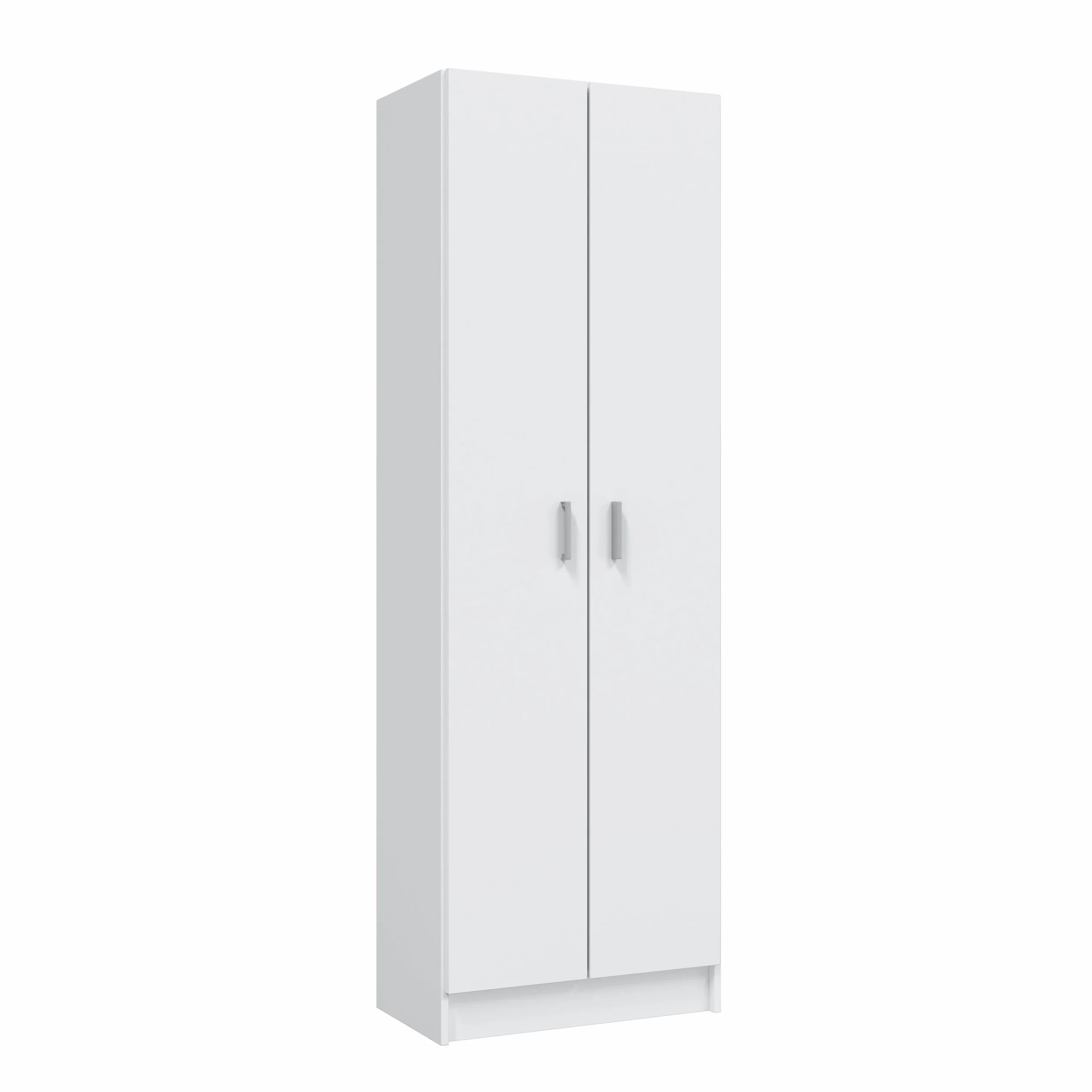 Habitdesign Armario Multiusos Adhara de 2 Puertas, Armario Auxiliar de Limpieza o Zapatero, Incluye 6 Estantes, Color Blanco Mate, Medidas: 180x59x37 cm