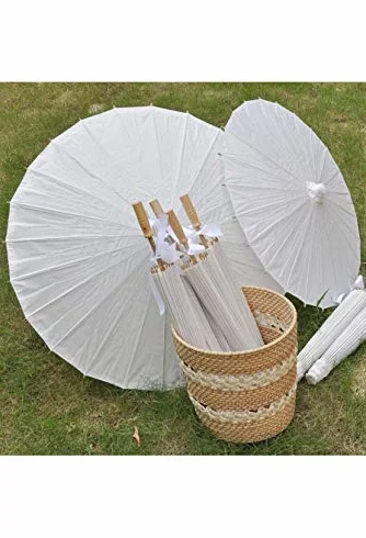 Lote de 20 Parasoles Blanco Papel Bambú para Bodas 70 cm - Comprar Parasoles, paraguas para decoración y Detalles de Bodas