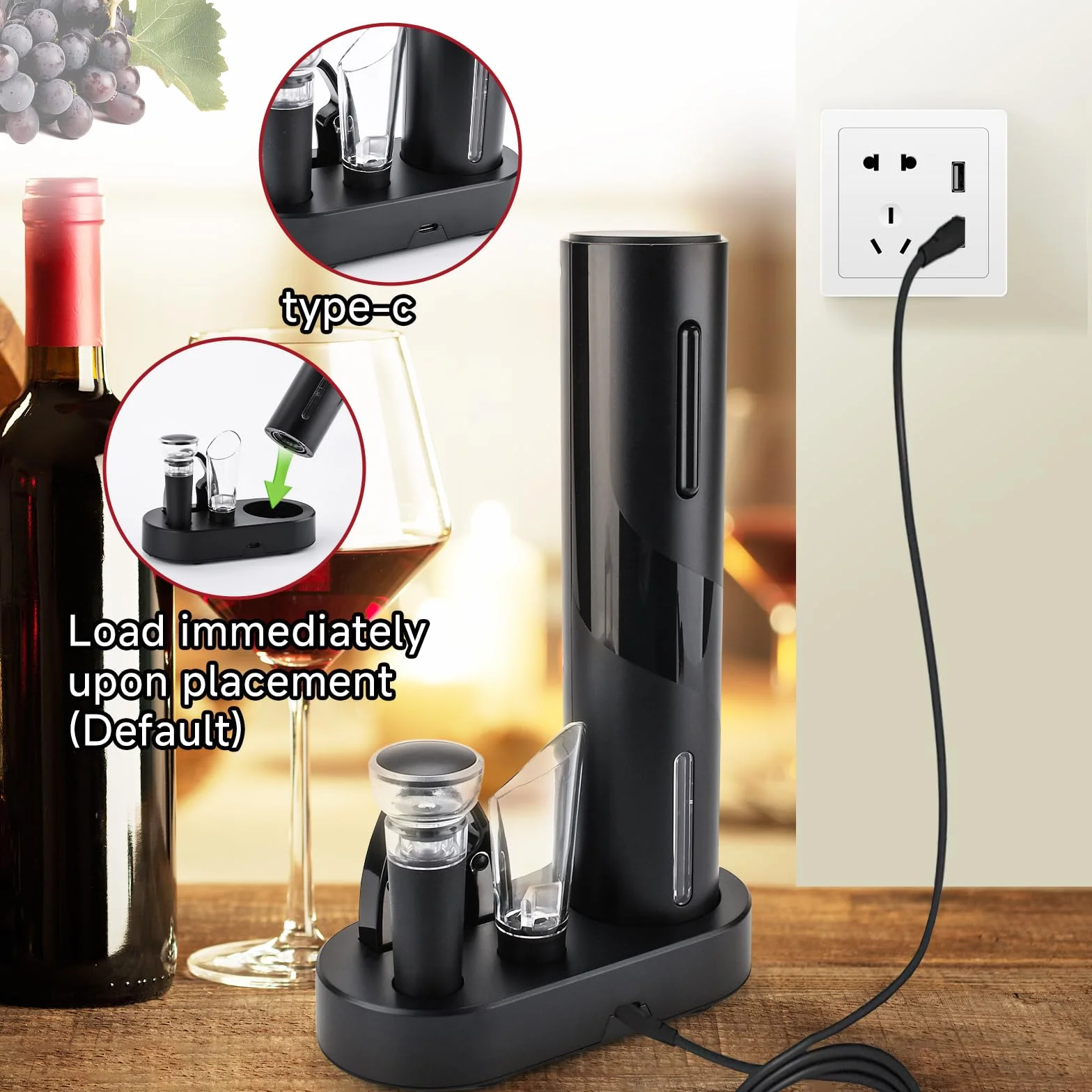 Sacacorchos Eléctrico 7 en 1 Abridor de Vino con Abrebotellas y Cortador de Láminas