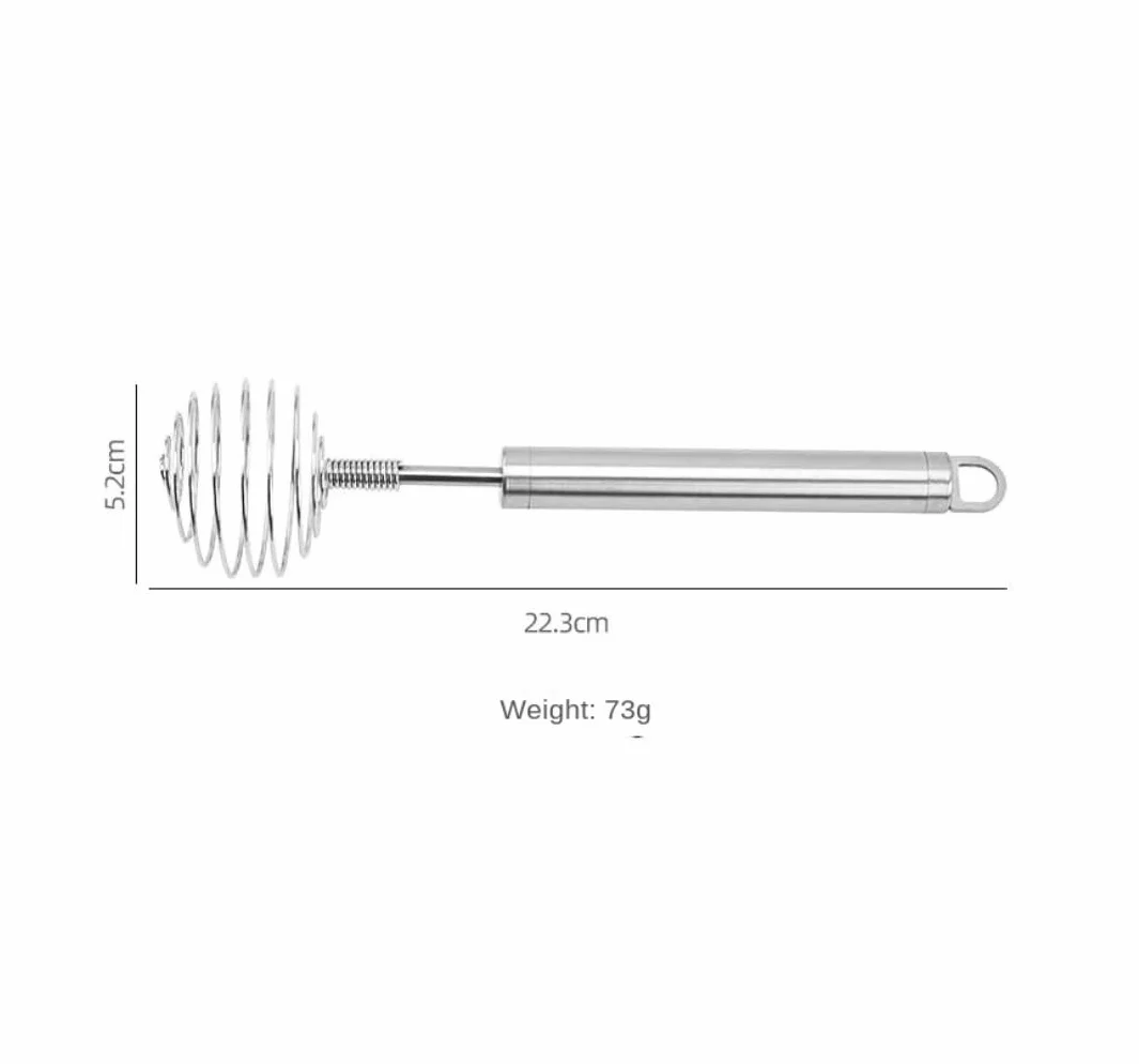 Batidor Huevos Batidor De Huevos Manual Acero Inoxidable, En Espiral con Resorte, Suministros Cocina, Bolas Utensilios Cocina