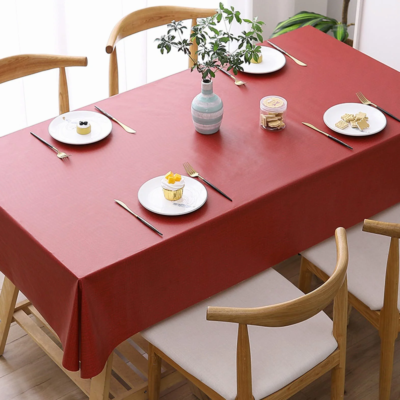 Mantel Antimanchas De PVC 137x275cm, Mantel Mesa Rectangular, Manteles Resinados Antimanchas, Impermeable, Resistente Al Aceite, FáCil De Limpiar, Cubierta De Mesa