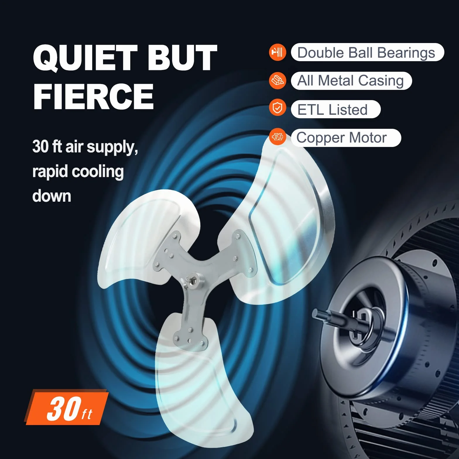 VEVOR Ventilador de Montaje en Pared, 44,6 cm, 3 Velocidades de Alta Velocidad Máx. 4150 CFM, Ventilador de Pared Industrial Oscilante Impermeable, Comercial o Residencial para Almacén, Patio, Negro