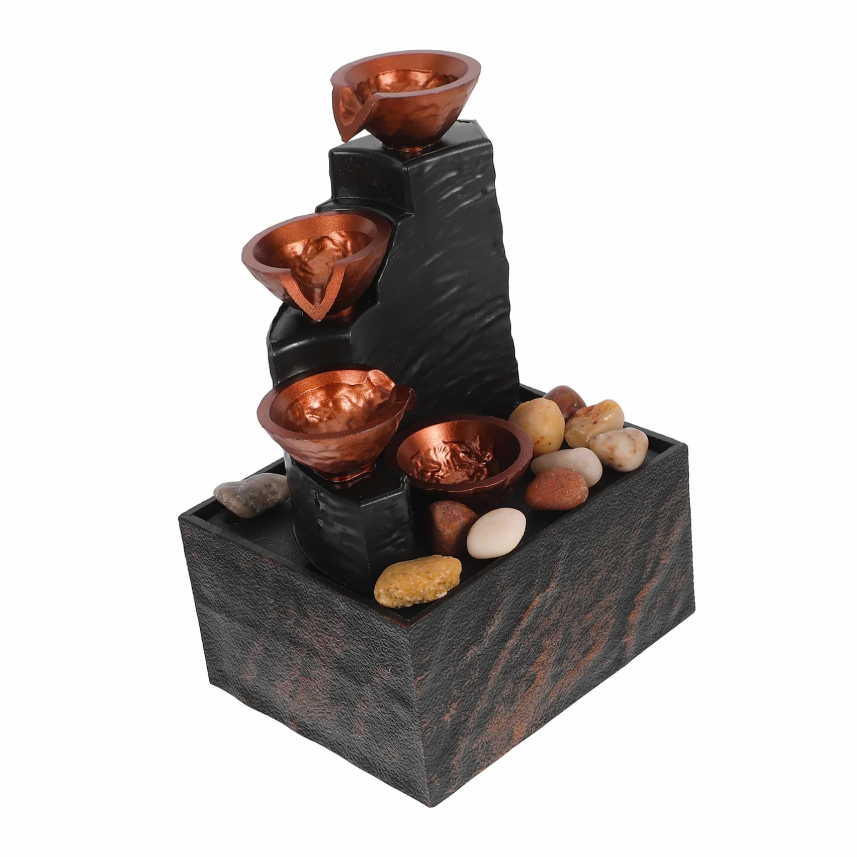 POPETPOP Fuente Pequeña de Escritorio con Iluminación Ambiental Suave y Material Hips, Compacta y Portátil para Decoración de Mesa en Oficina o Estantería