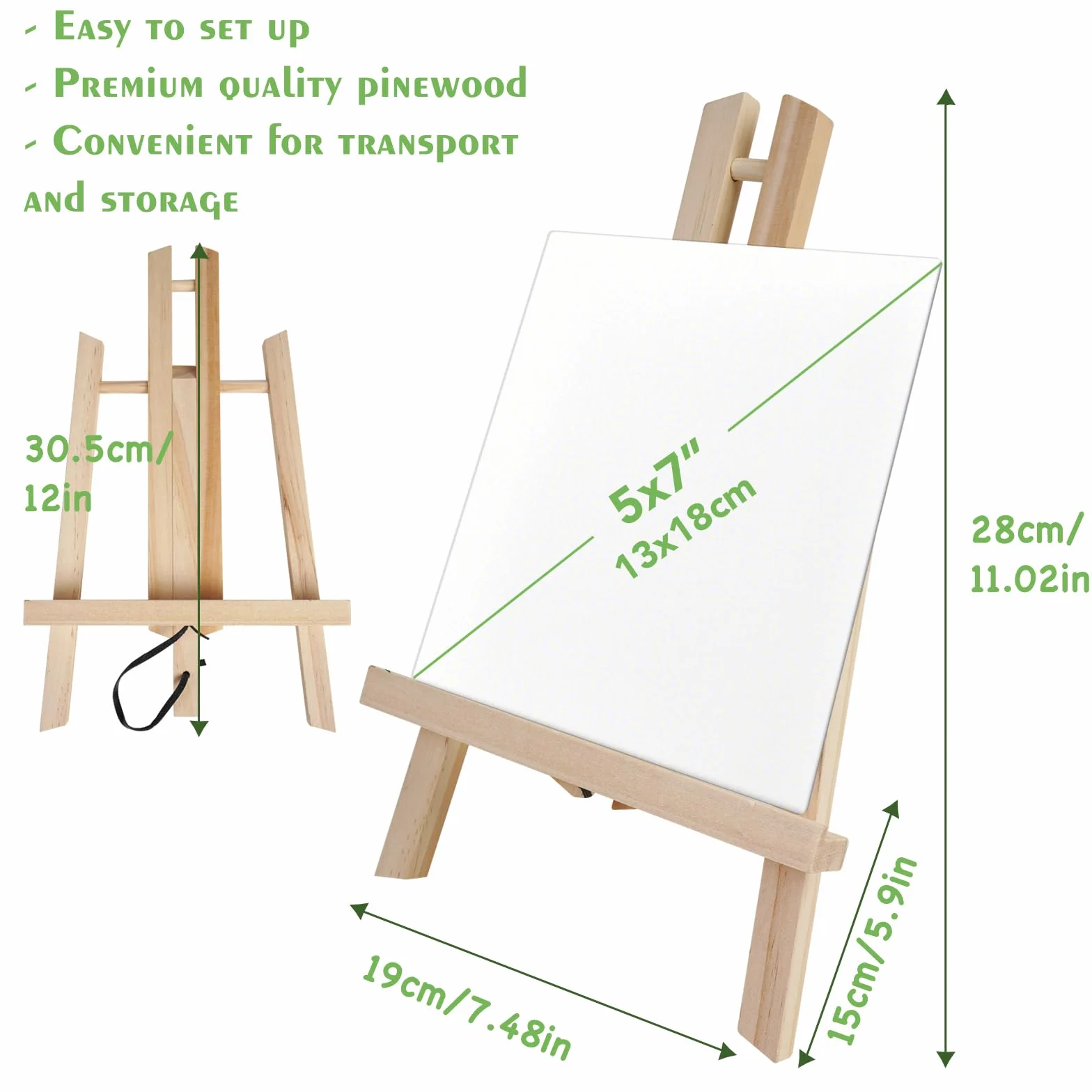 CONDA - Caballete de madera de pino de 30,5 cm de alto (paquete de 12), soporte de trípode portátil para pintura, fotografía, caballete de mesa para todas las edades