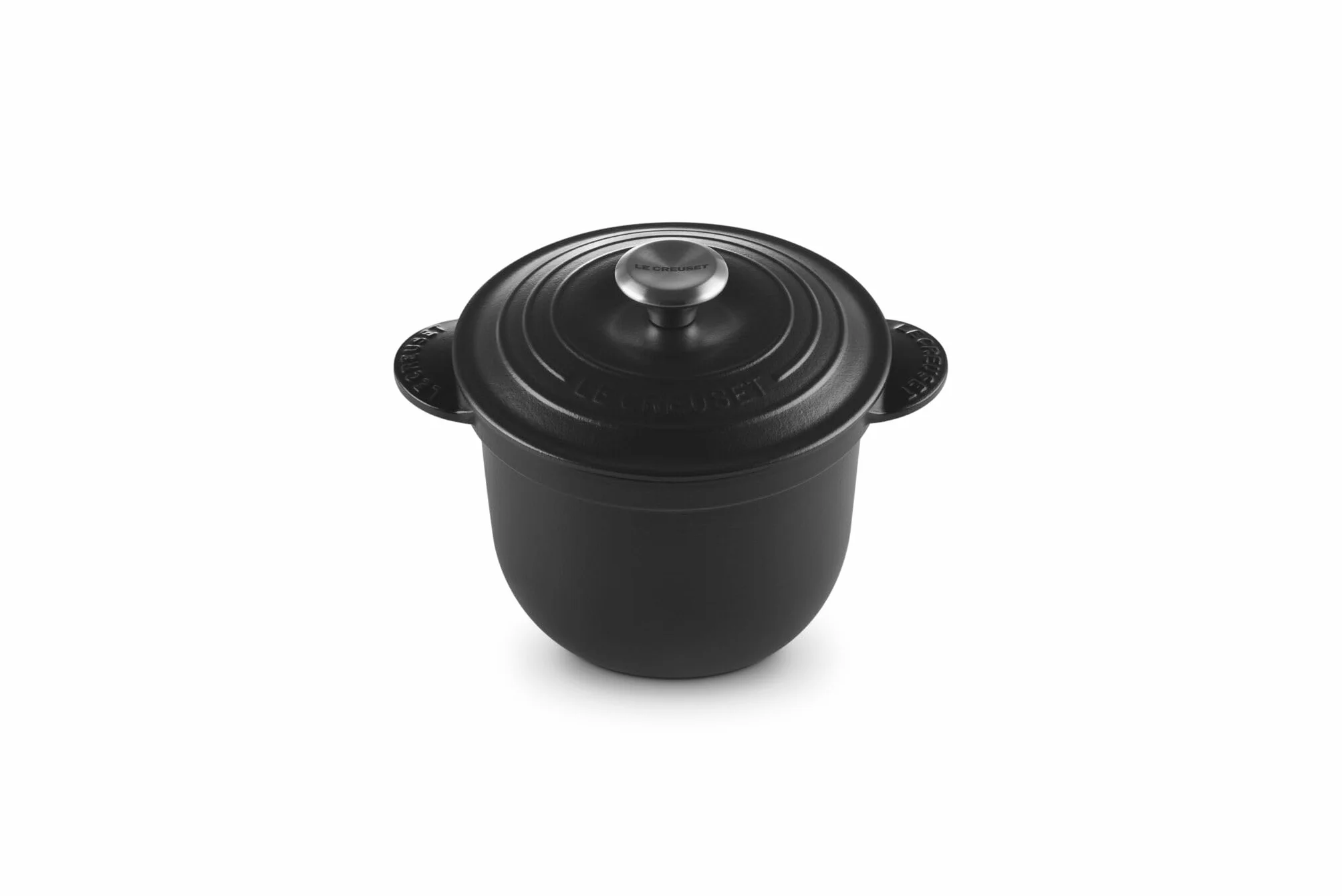 Le Creuset Cocotte Every de hierro fundido con tapa interior de cerámica de gres, 18 cm, 2 litros, Negro Mate, 41110180000460