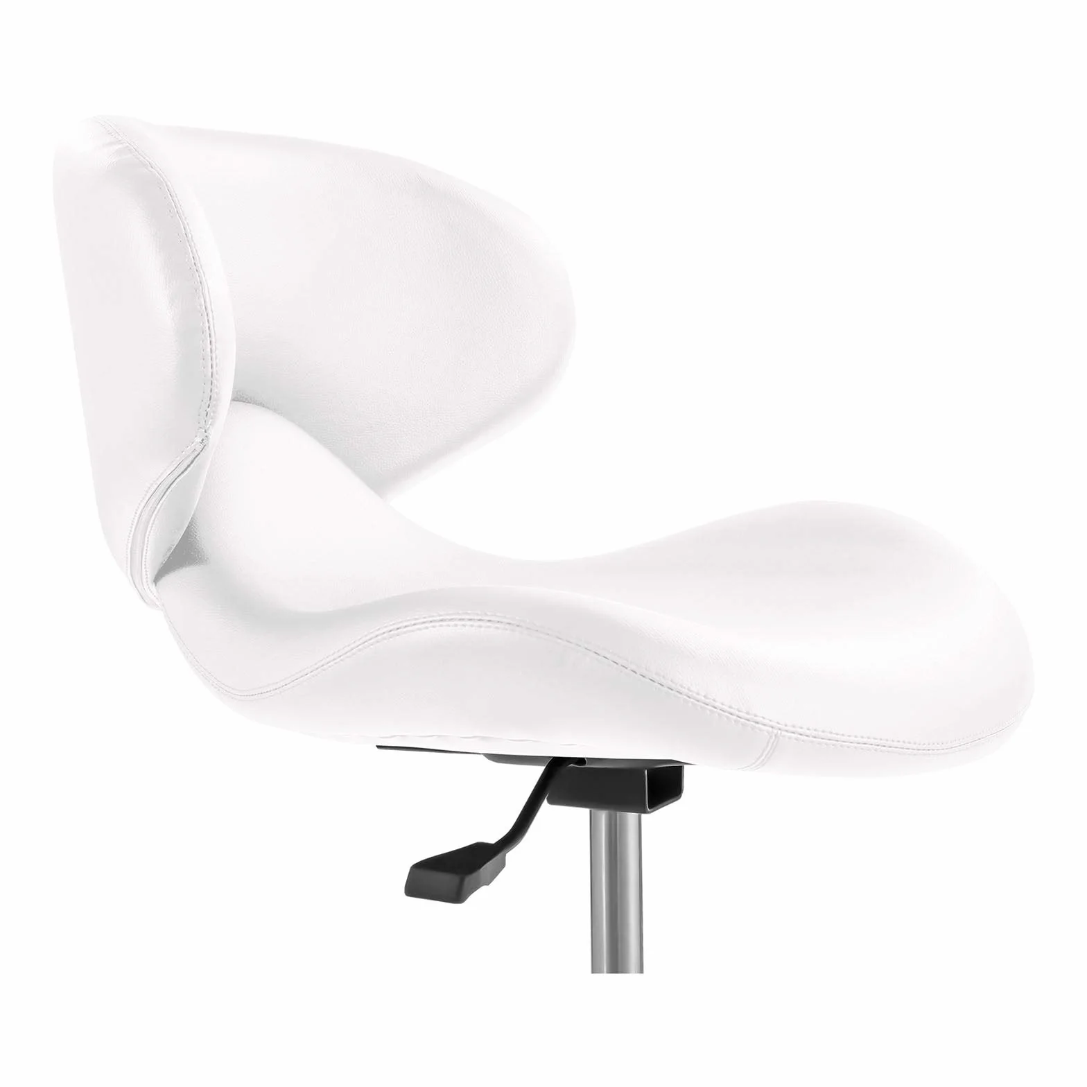 Physa Taburete con Ruedas Y Respaldo para Estética Physa Andria White (Cuero Sintético Blanco, hasta 150 Kg, Altura del Asiento: 45-59 cm)