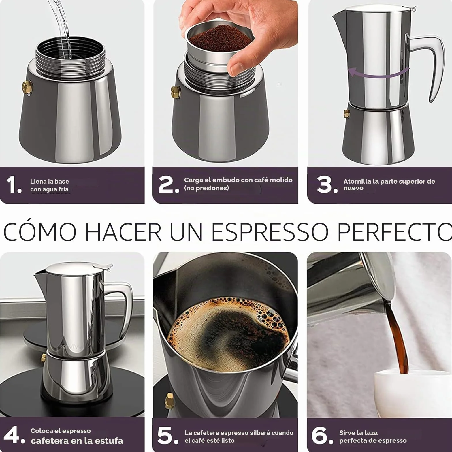 bonVIVO Cafetera Italiana – Cafetera Moka de Acero Inoxidable para Café Espresso – 6 Tazas – Compatible con Inducción, Vitrocerámica, Gas y Eléctrica – Color Cobre Elegante