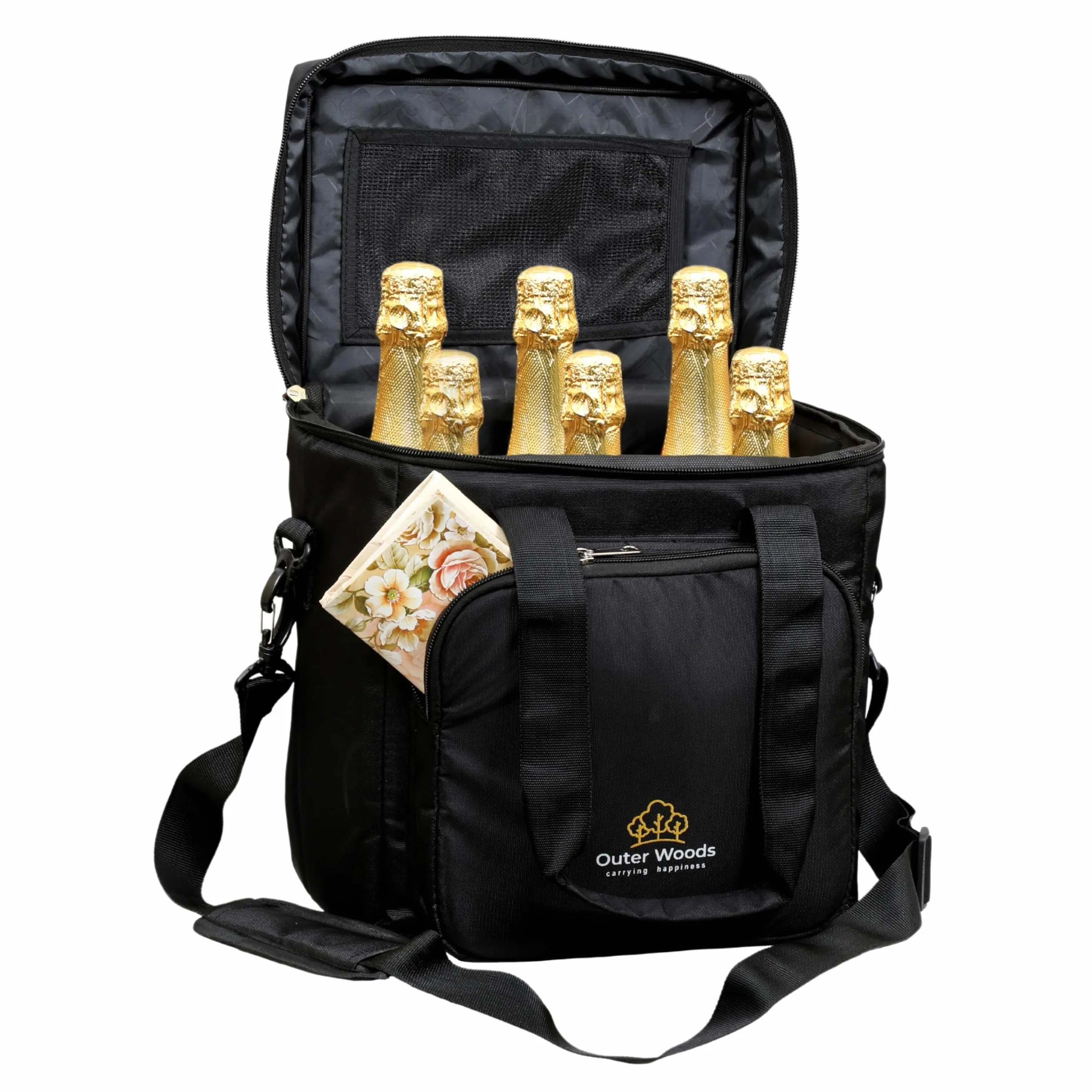 Bolsa térmica aislada para 6 botellas con paquetes de gel de hielo, portador de vino y cerveza, se adapta a 6 botellas de tamaño completo