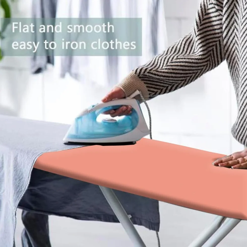Funda para tabla de planchar resistente al calor de 58 x 21 pulgadas, tela duradera a prueba de manchas, ajuste universal con bordes elásticos, color beige sólido, ideal para planchar al vapor y