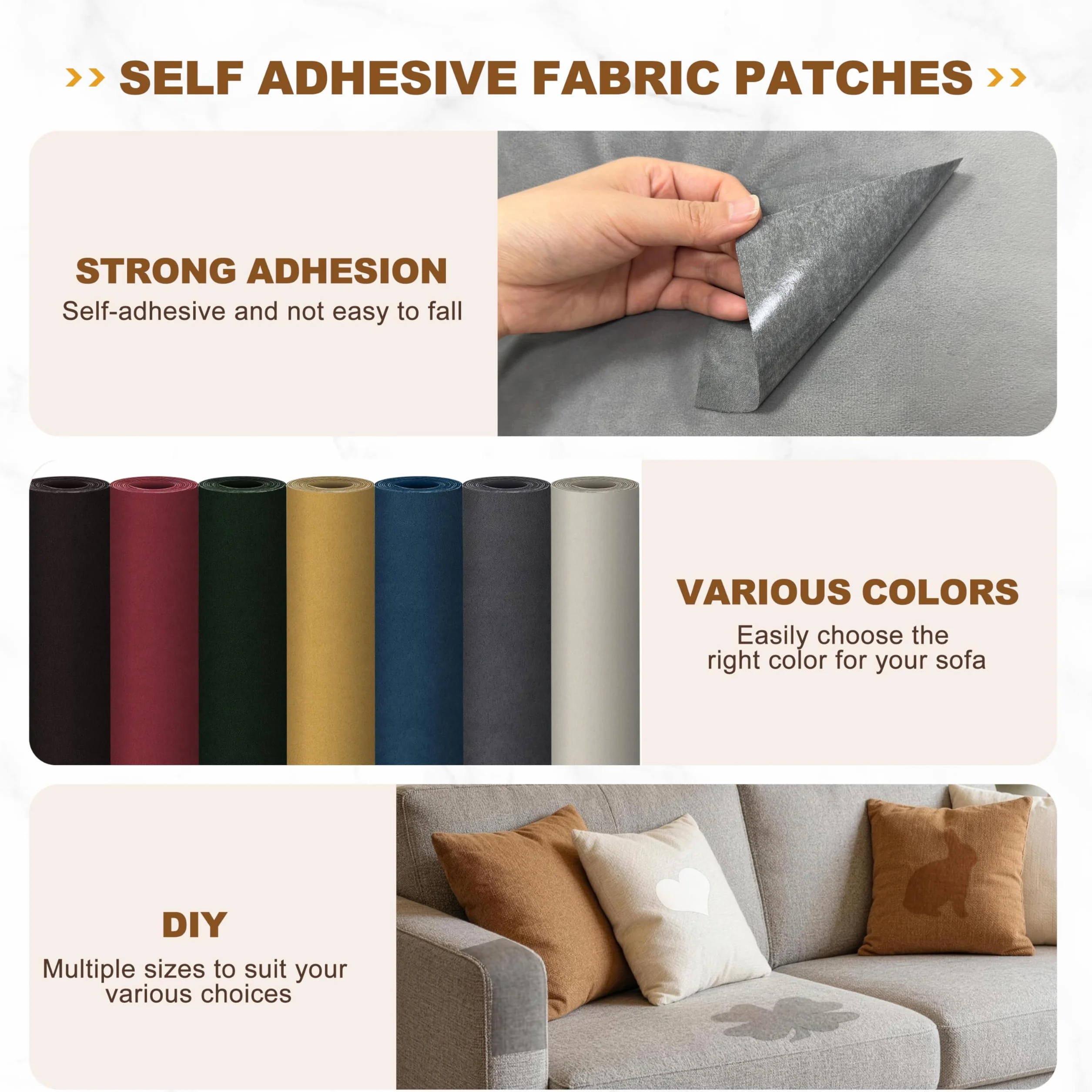Azobur Parche de reparación rectangular de terciopelo, parche de tela de franela autoadhesivo, multicolor, parche de microfibra, se puede utilizar para parchear sofás, asientos de coche, bolsos,