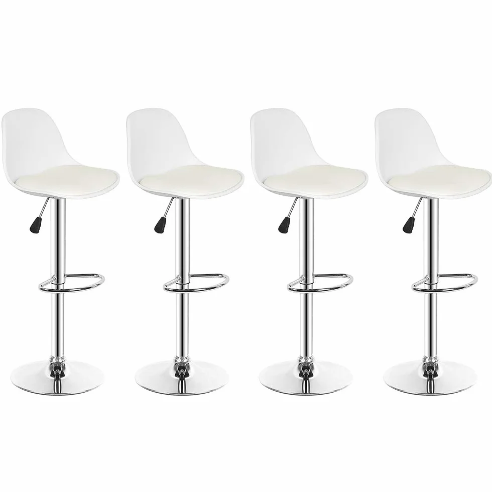 LANTUS Taburete En Polipiel 4X Taburetes Alto Cocina Regulable en Altura Taburetes de Bar con Respaldo Cuero Sintético+Plástico Sillas Altas Taburete Giratorio para Estudio, Trabajo, Oficina