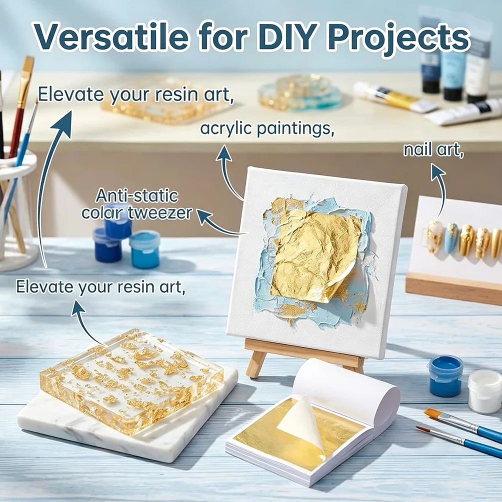 Imitación de oro 300 hojas papel dorado para manualidades proyectos arte decoración muebles dorado