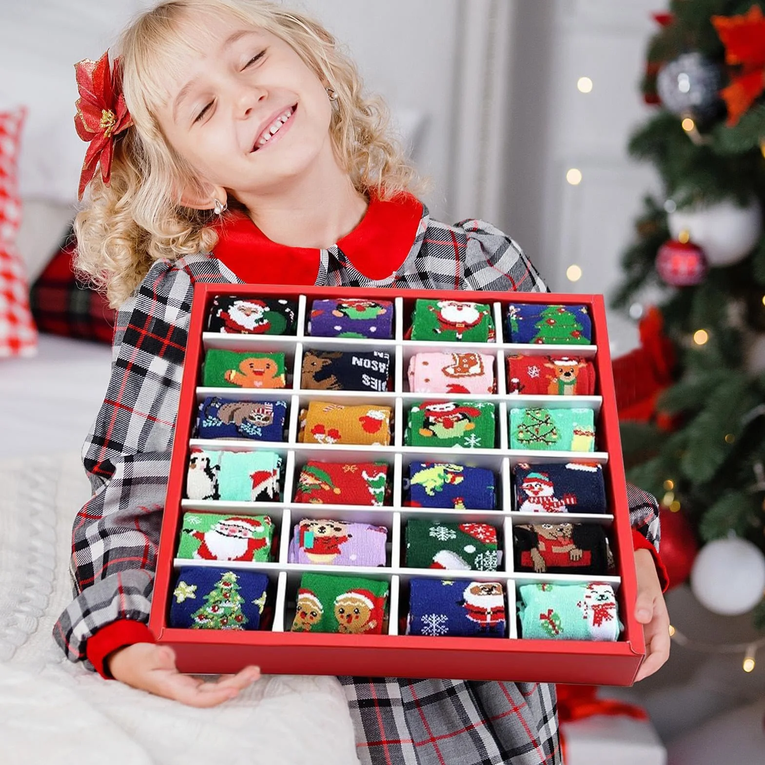 Calendario Cuenta Regresiva Navideño Para Mujer 24 Pares De Calcetines Y | Calcetines Unisex Calendario De Adviento 24 Días Para Adolescentes Niños Niñas V